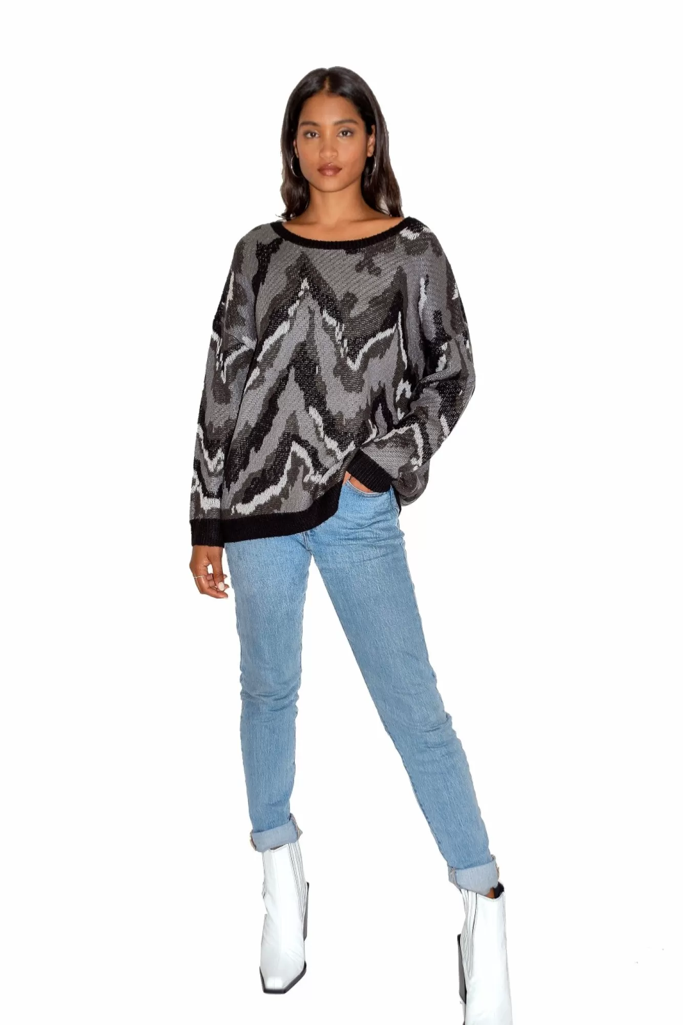 Jumpers^Liquorish Abstract Tones Jumper Grey
