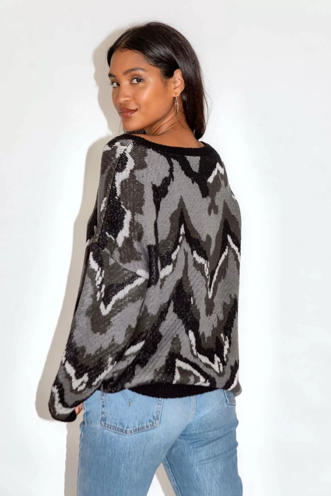 Jumpers^Liquorish Abstract Tones Jumper Grey