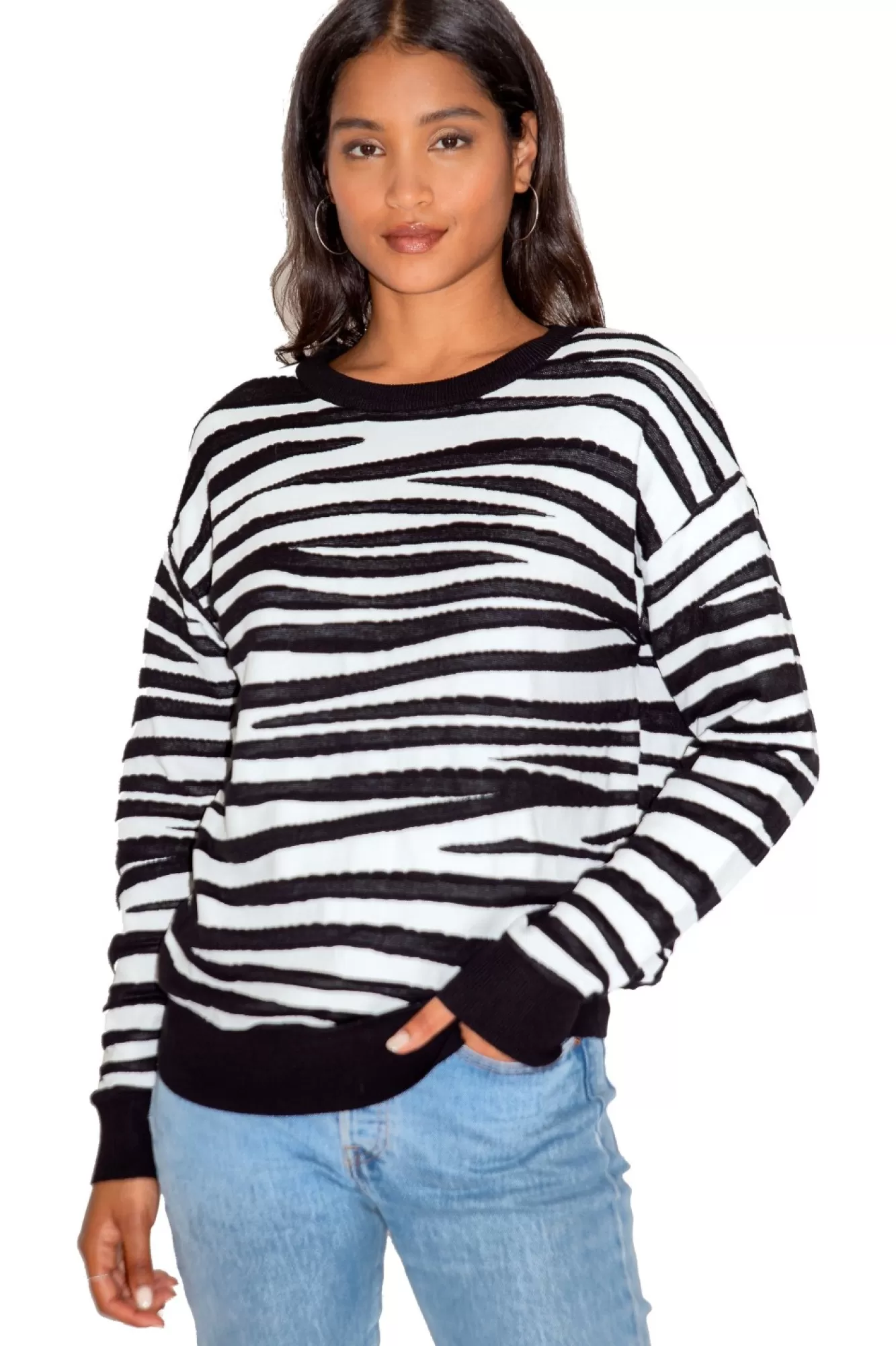 Jumpers^Liquorish Black & White Zebra Jumper Blackwhite