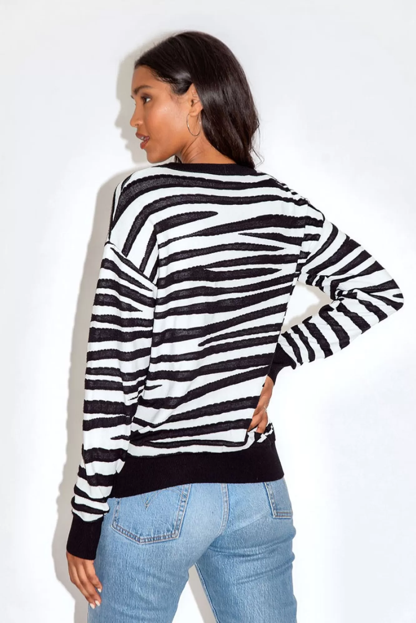 Jumpers^Liquorish Black & White Zebra Jumper Blackwhite
