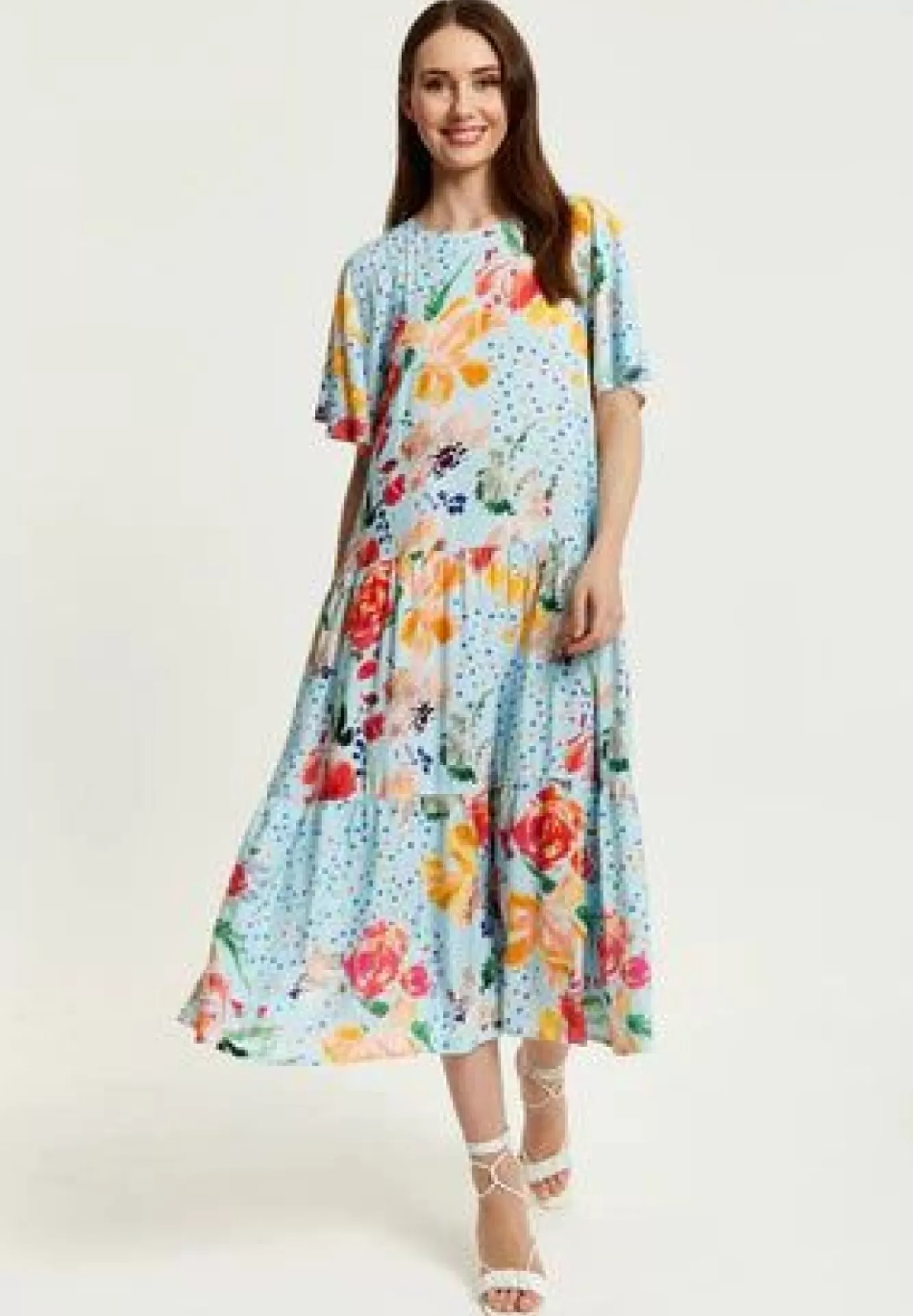 Midi Dresses^Liquorish Blue Floral Print Maxi Smock Dress Multicolor