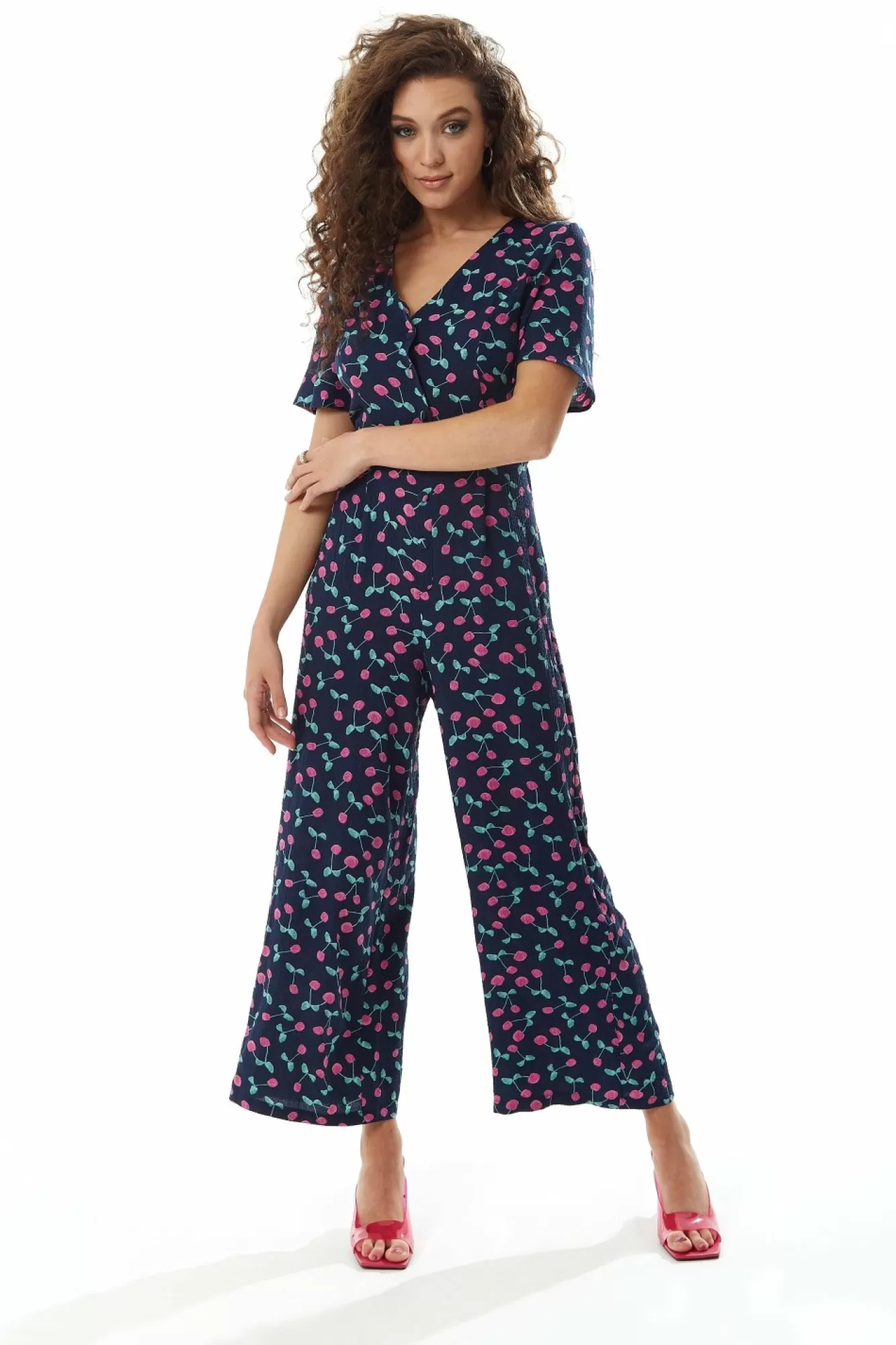 Jumpsuits^Liquorish Cherry Print Jumpsuit In Navy