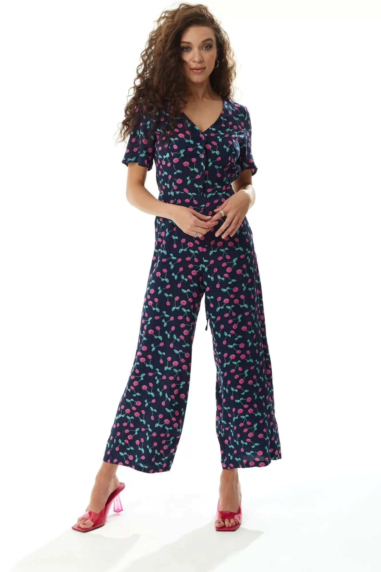 Jumpsuits^Liquorish Cherry Print Jumpsuit In Navy
