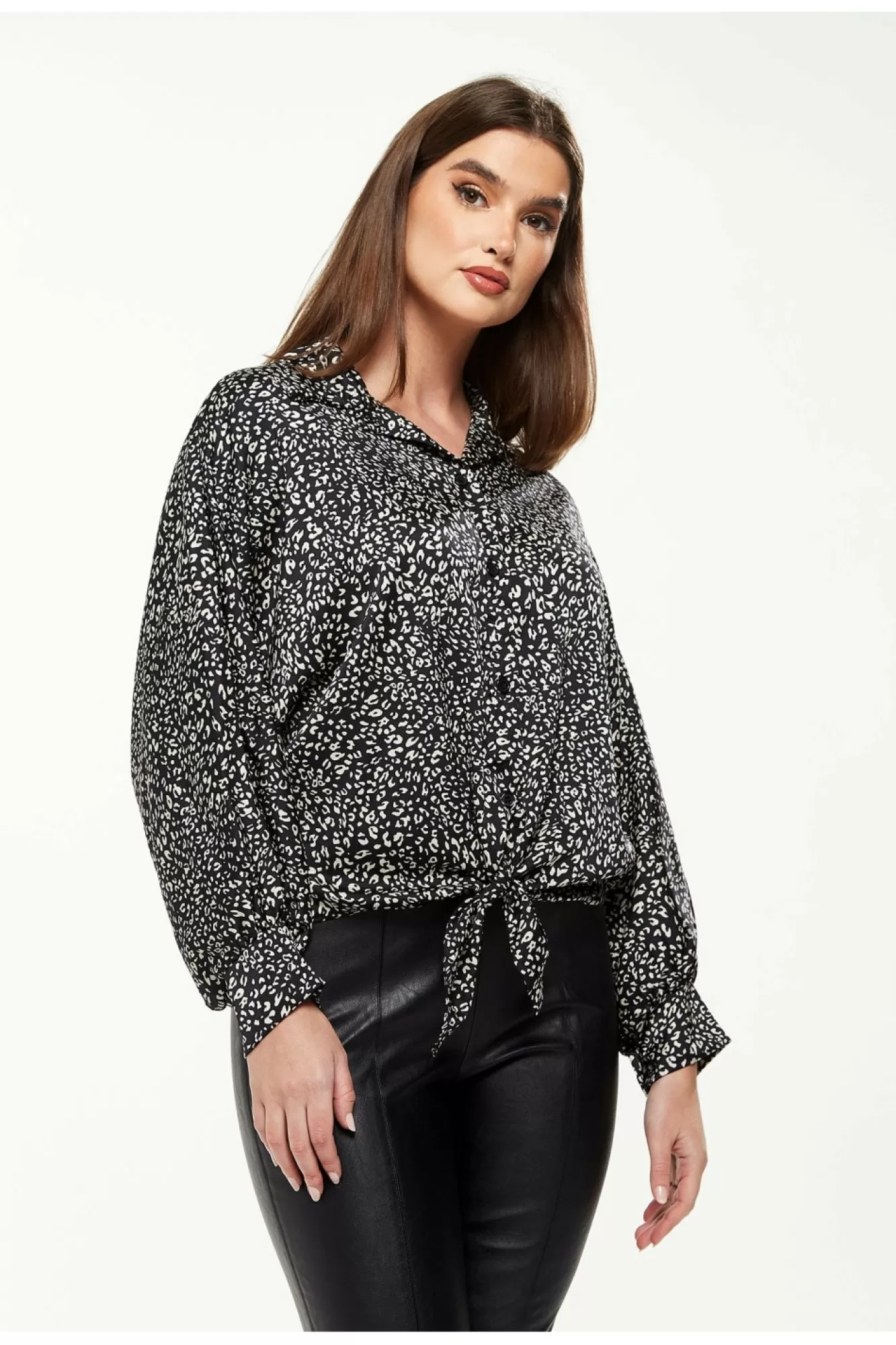 Blouses^Liquorish Divine Grace Blouse Front Tie In Black & White Blackwhite