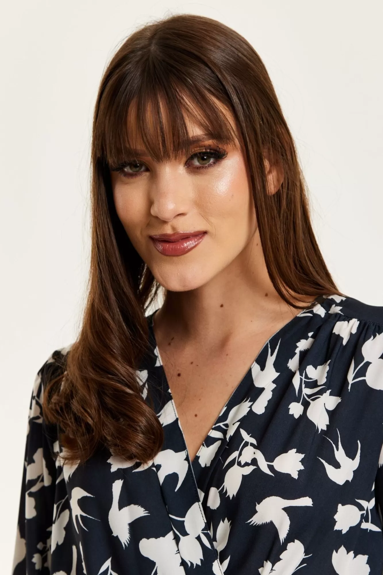 Midi Dresses^Liquorish Floral And Bird Print Midi Fake Wrap Dress In Black