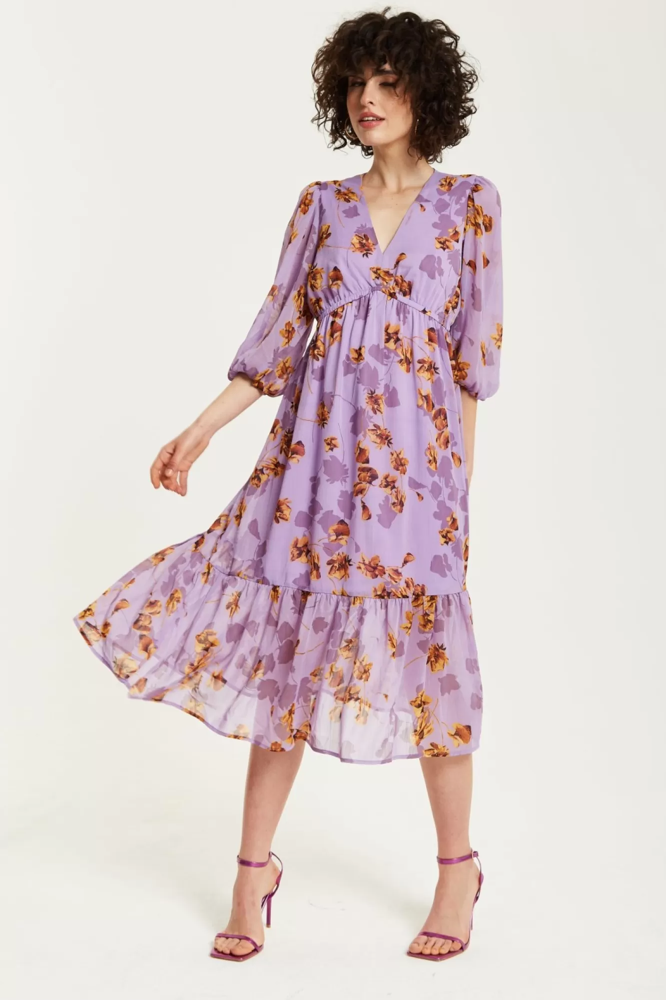 Midi Dresses^Liquorish Floral V-Neck Midi Dress Purple