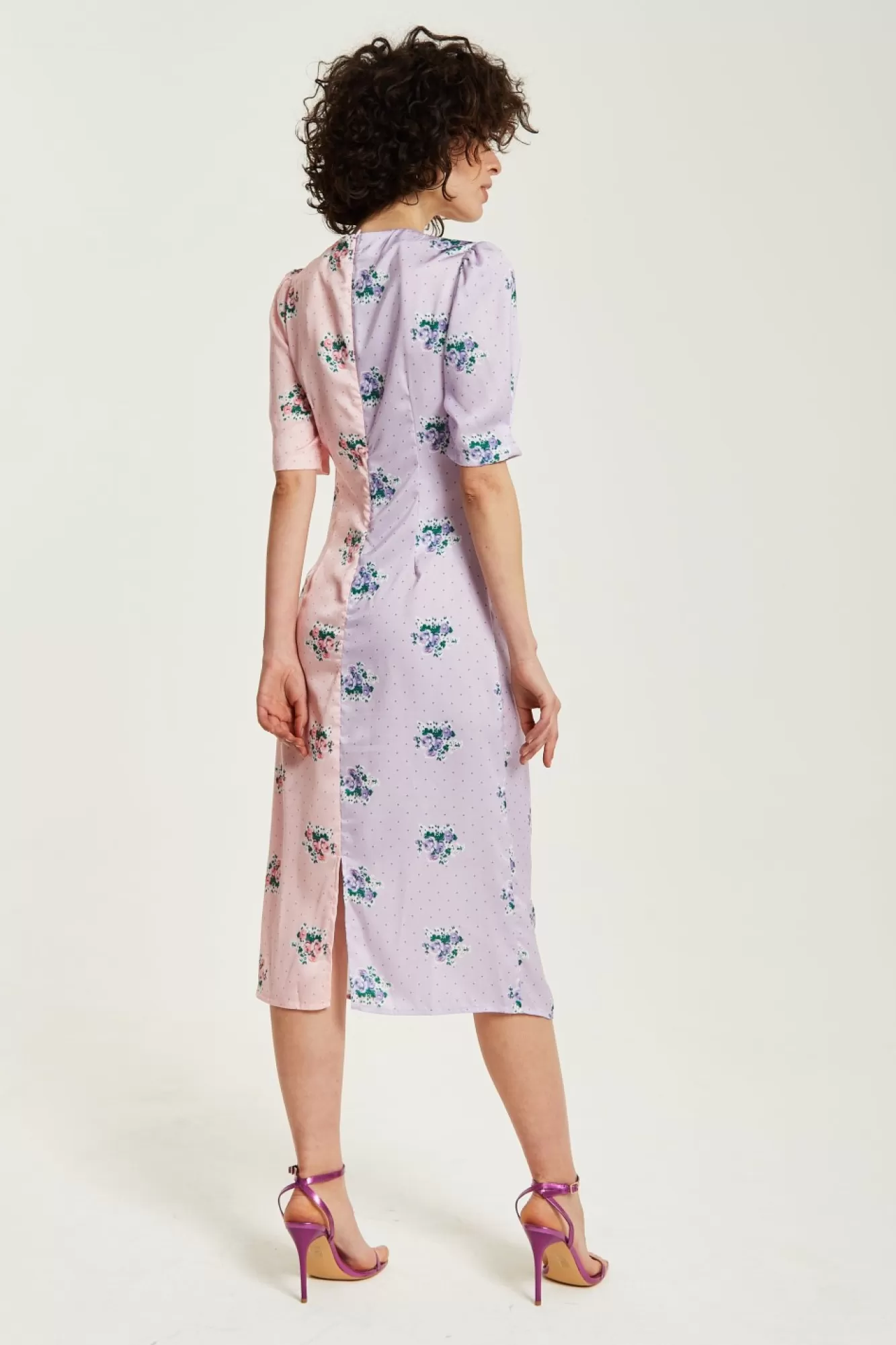 Midi Dresses^Liquorish Lilac And Floral Knot Front Midi Dress Pink