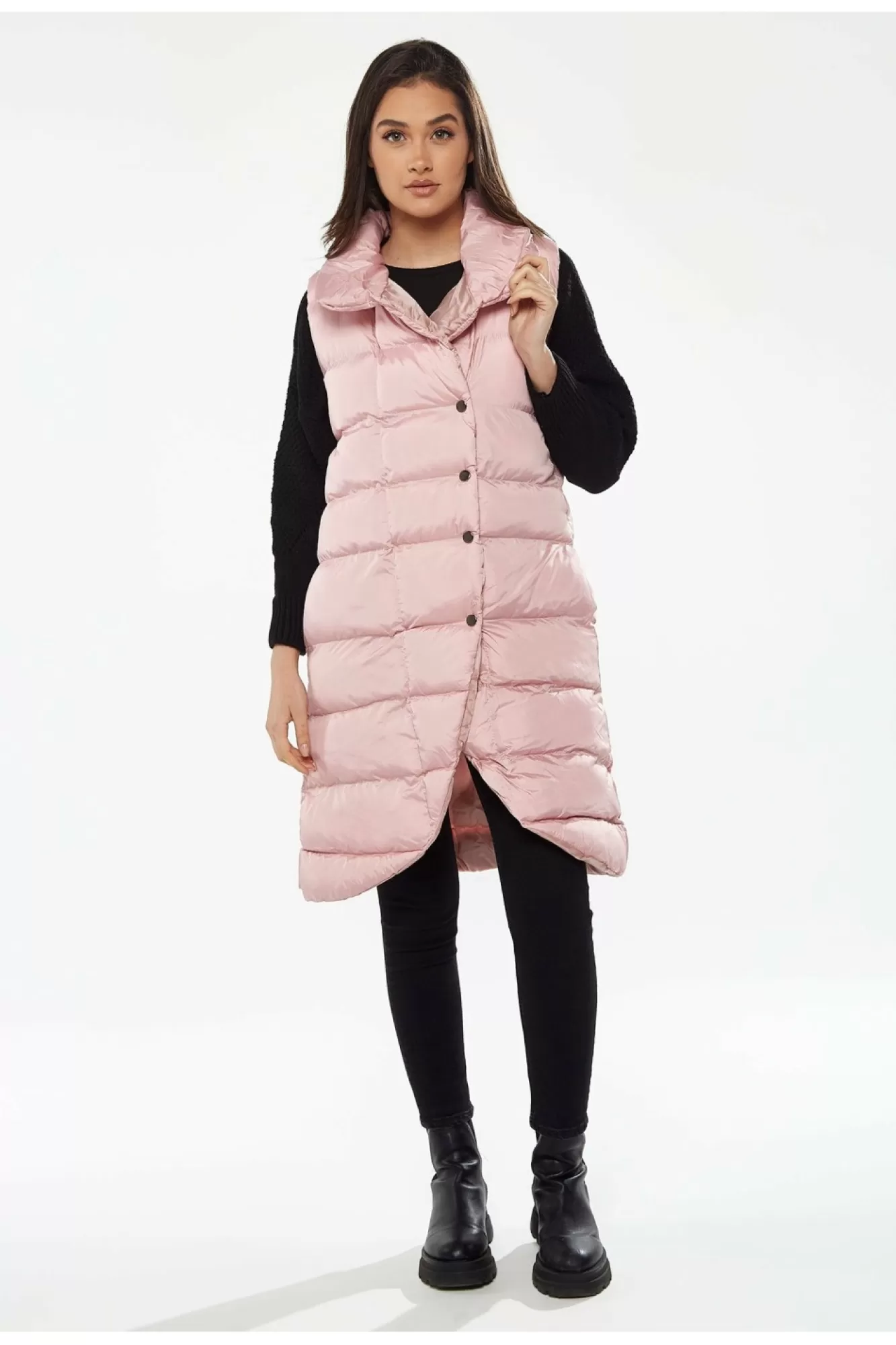 Outerwear^Liquorish Long Puffer Gilet In Pink