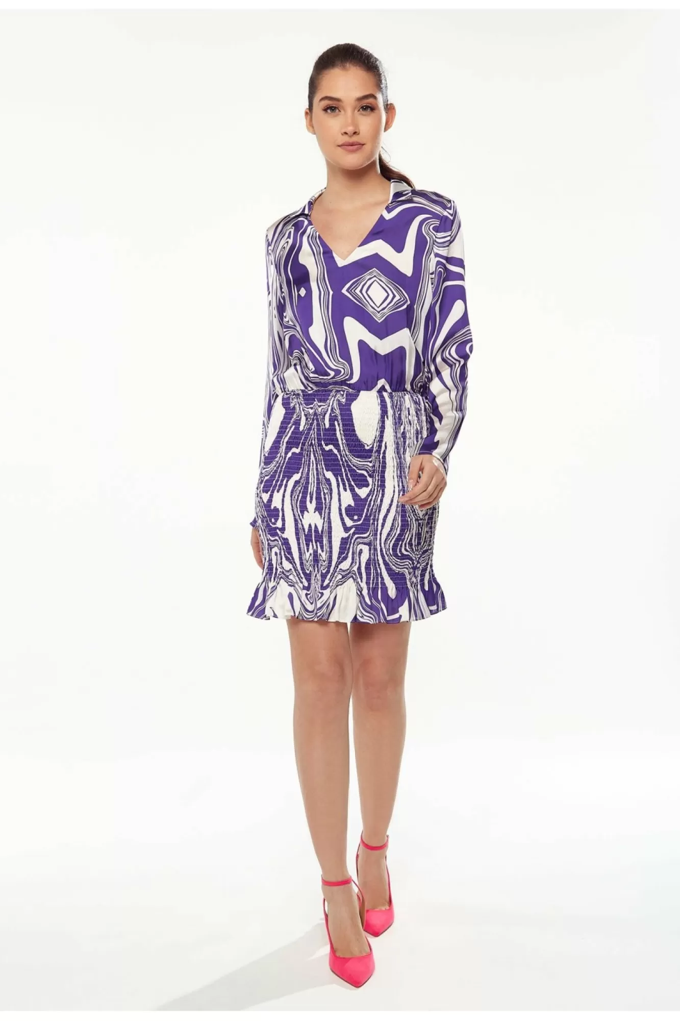 Mini Dresses^Liquorish Marble Print Dress In Purple