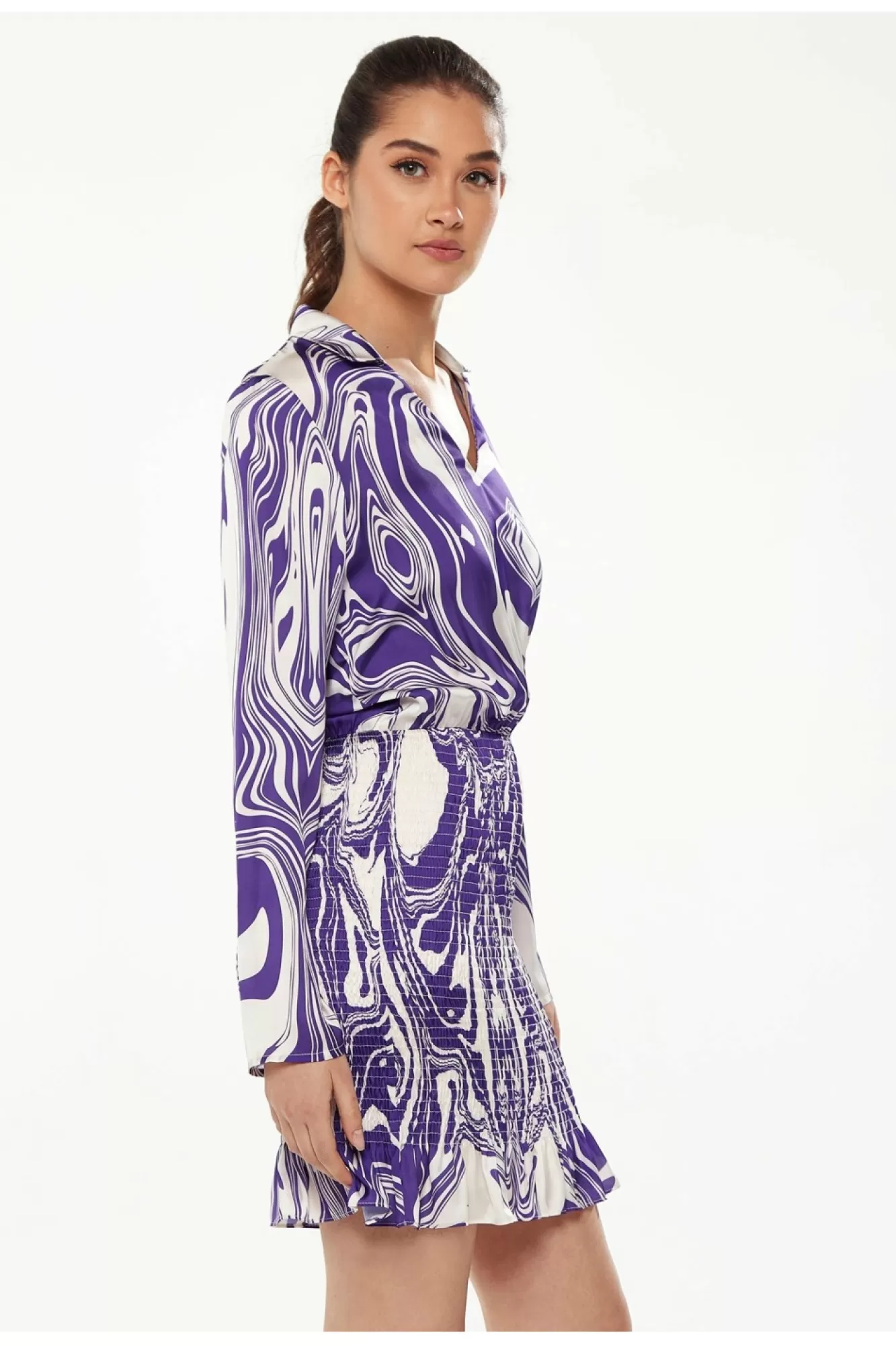 Mini Dresses^Liquorish Marble Print Dress In Purple