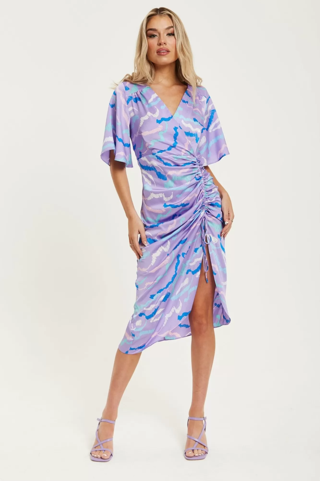 Midi Dresses^Liquorish Midi Wrap Dress With Abstract Zebra Print In Lilac
