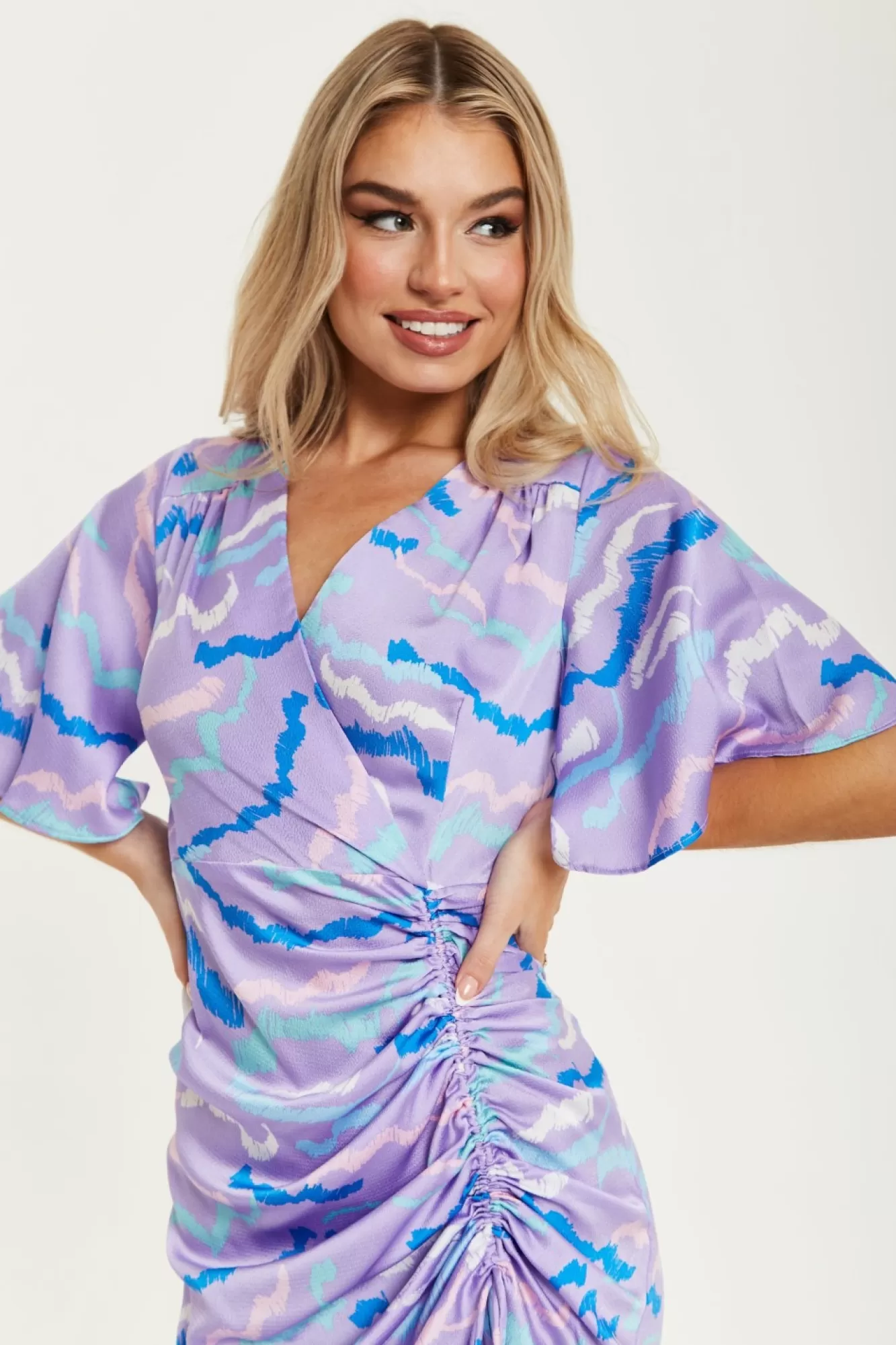 Midi Dresses^Liquorish Midi Wrap Dress With Abstract Zebra Print In Lilac