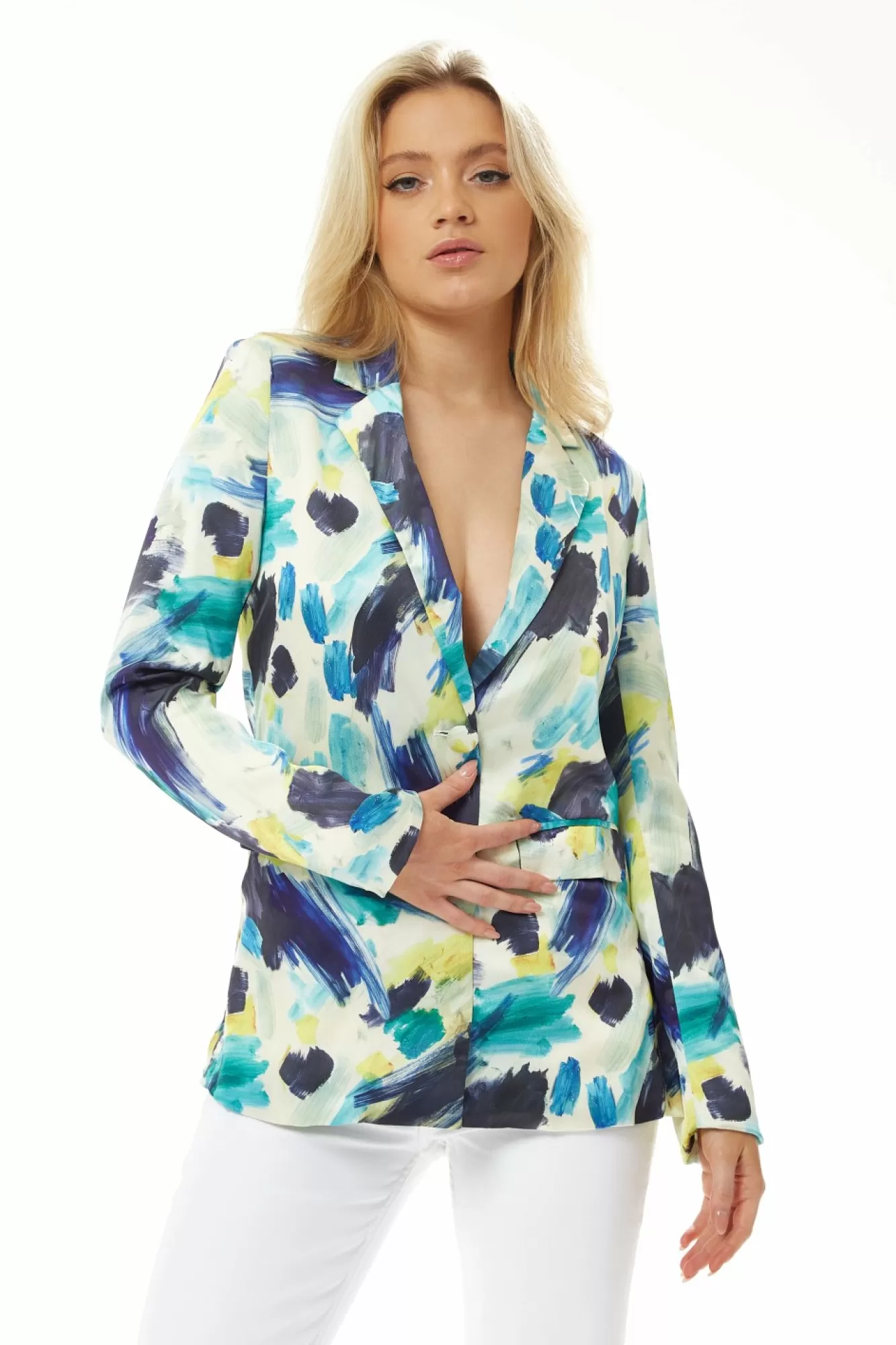 Outerwear^Liquorish Multicolour Abstract Print Blazer Jacket Multicolor