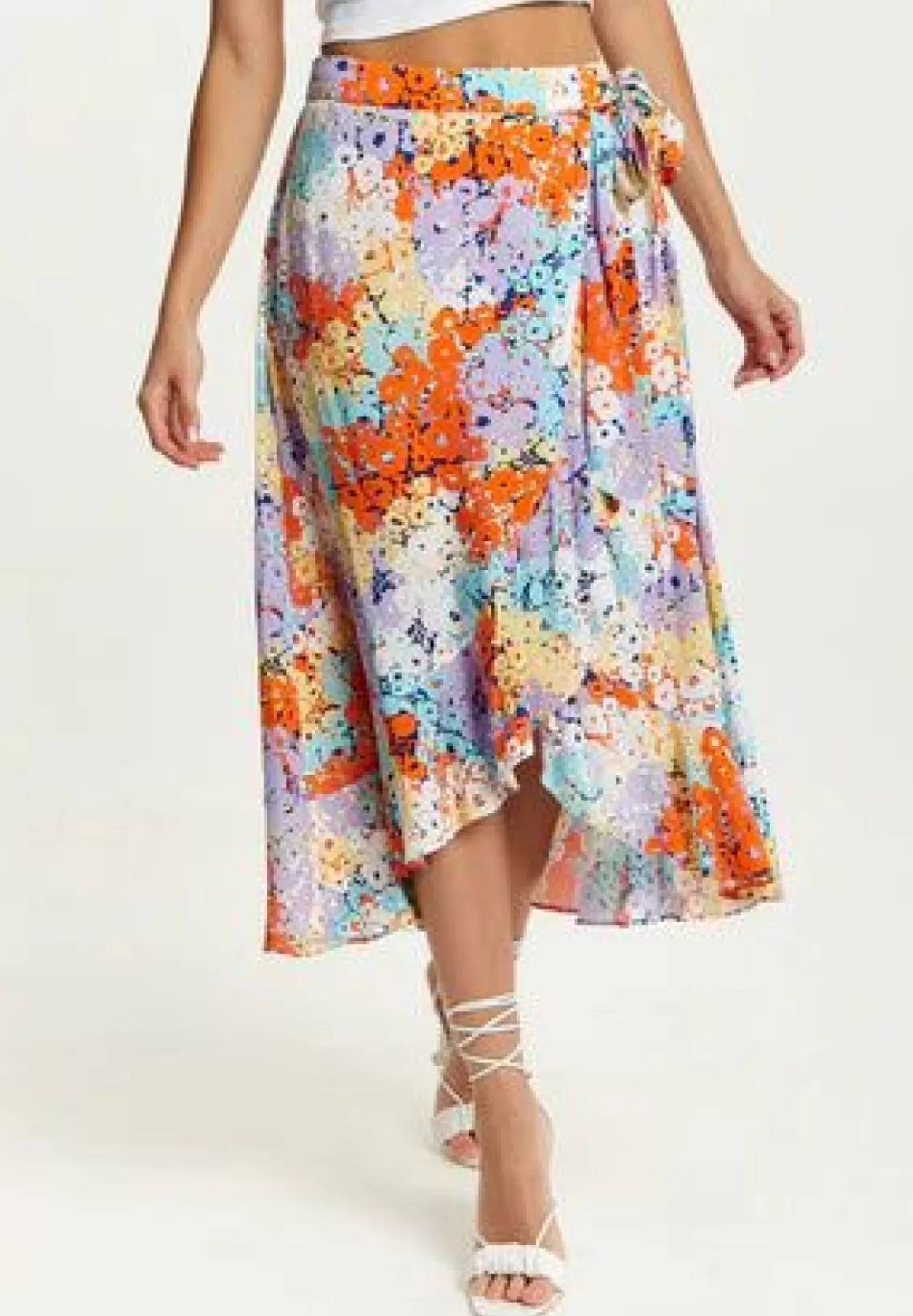 Skirts^Liquorish Multicolour Floral Print Midi Wrap Skirt Multicolor
