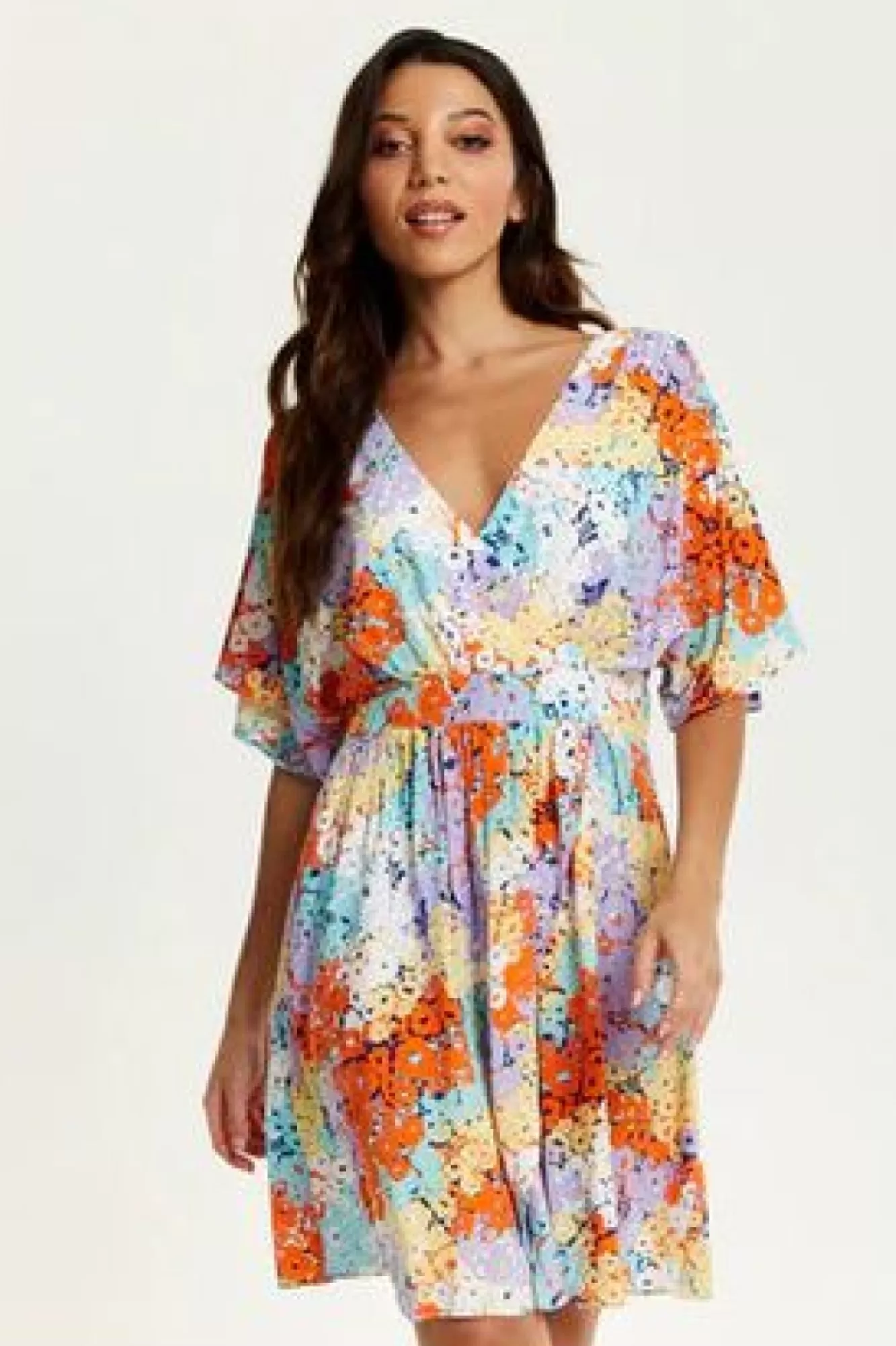 Mini Dresses^Liquorish Multicolour Floral Print Mini Dress With Open Back Multicolor