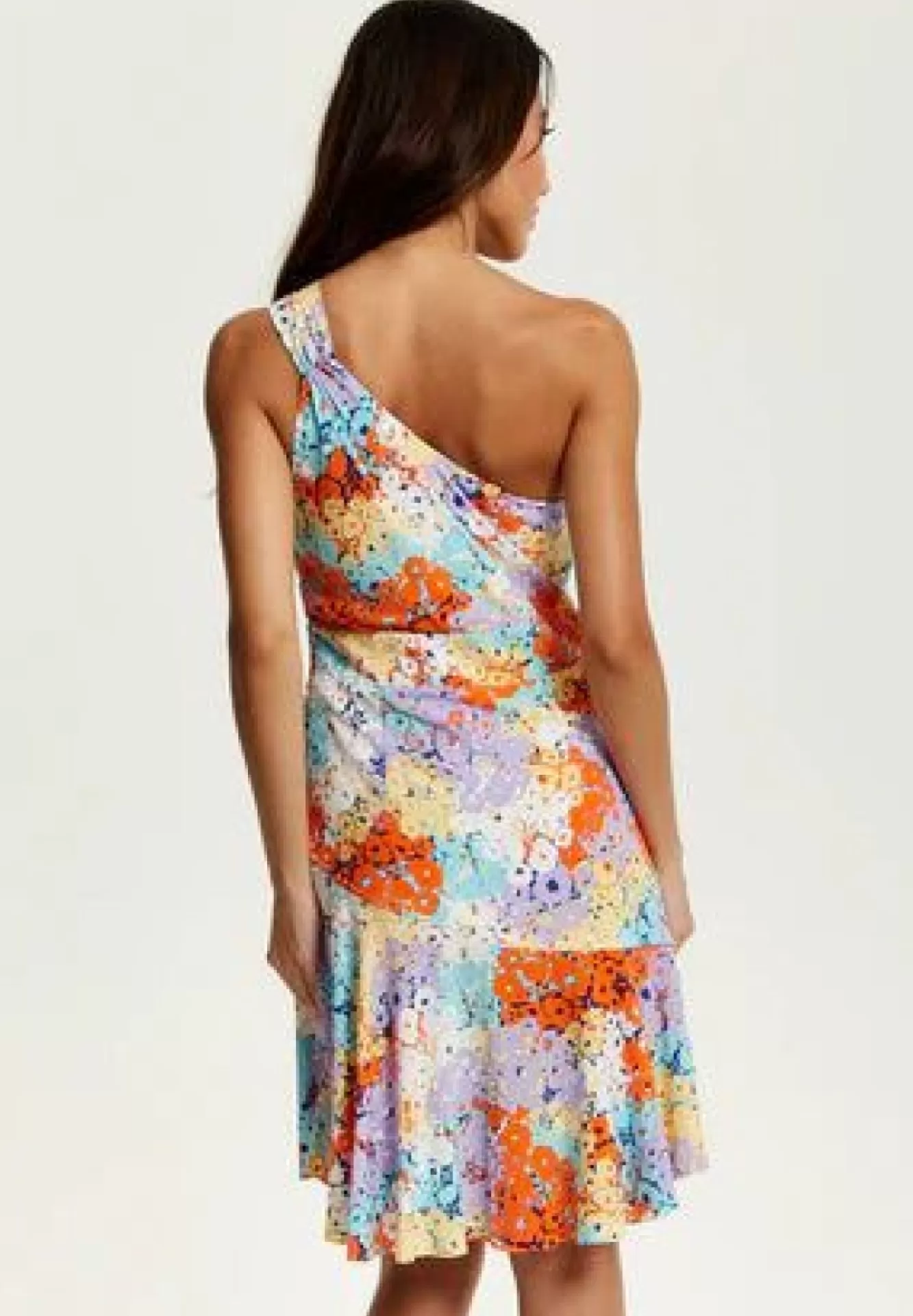 Mini Dresses^Liquorish Multicolour Floral Print One Shoulder Mini Dress Multicolor