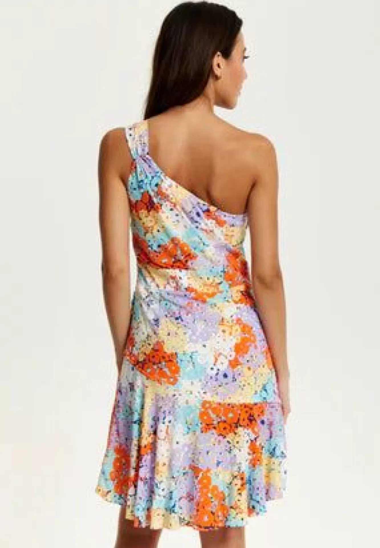 Mini Dresses^Liquorish Multicolour Floral Print One Shoulder Mini Dress Multicolor
