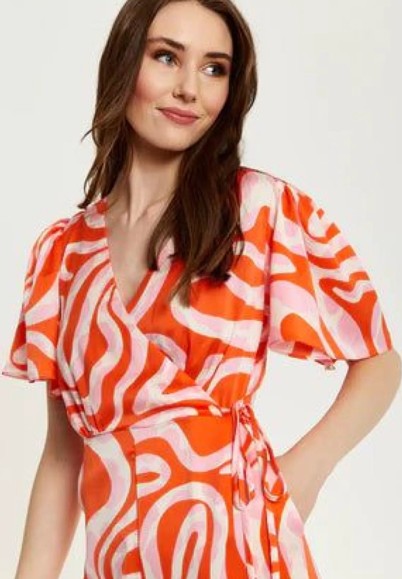 Jumpsuits^Liquorish Pink And Red Abstract Print Jumpsuit With Short Sleeves Multicolor