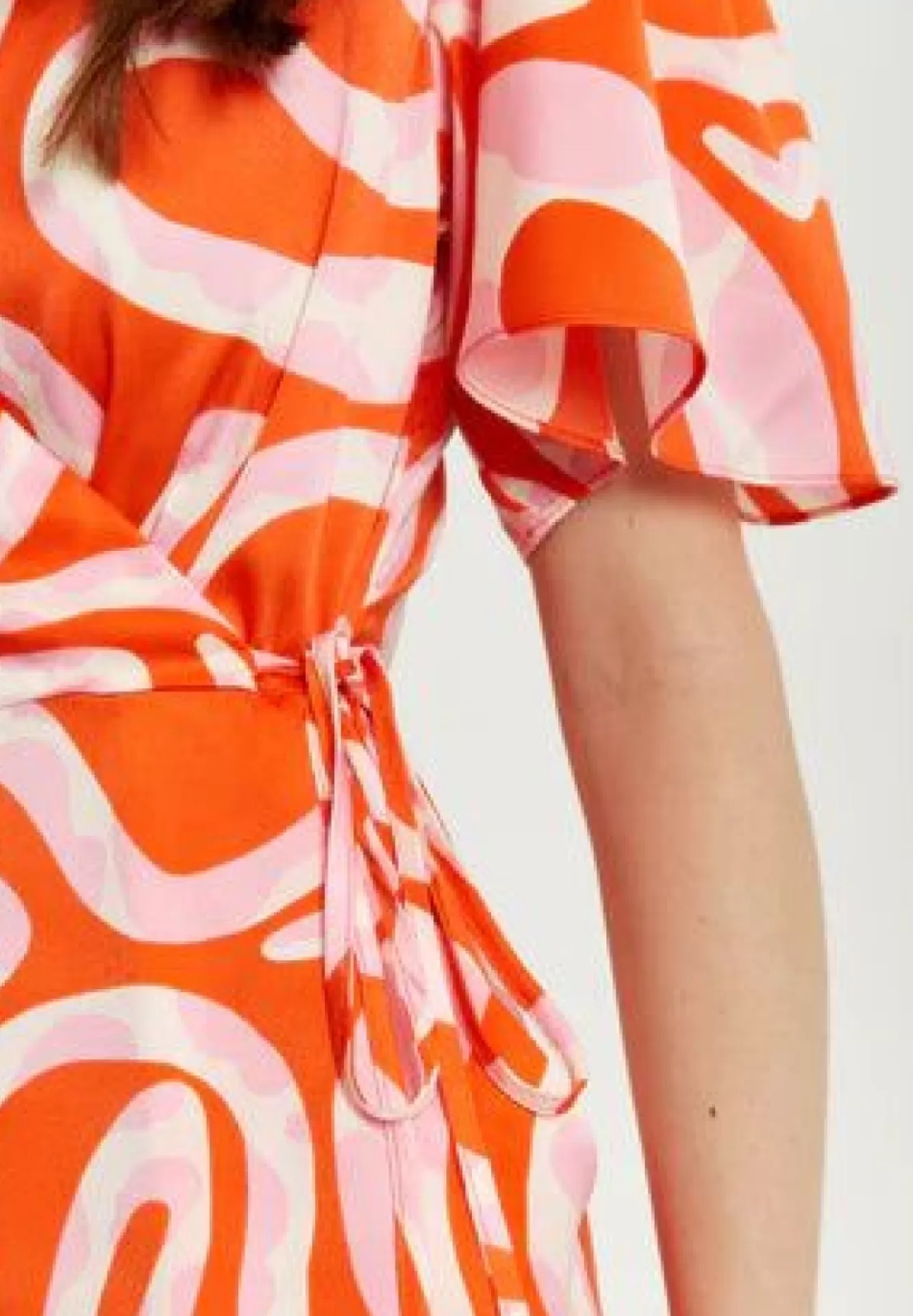 Jumpsuits^Liquorish Pink And Red Abstract Print Jumpsuit With Short Sleeves Multicolor