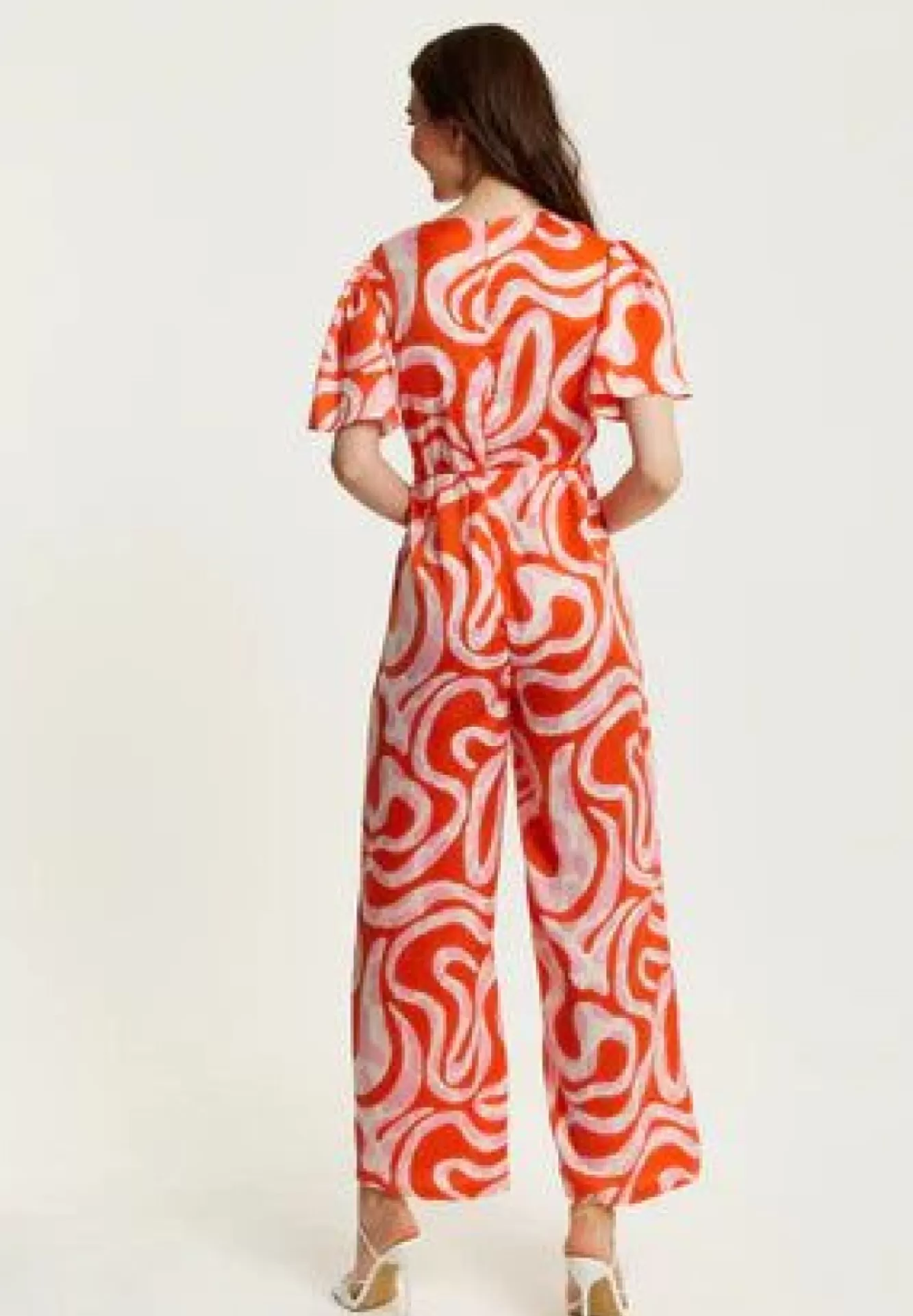 Jumpsuits^Liquorish Pink And Red Abstract Print Jumpsuit With Short Sleeves Multicolor