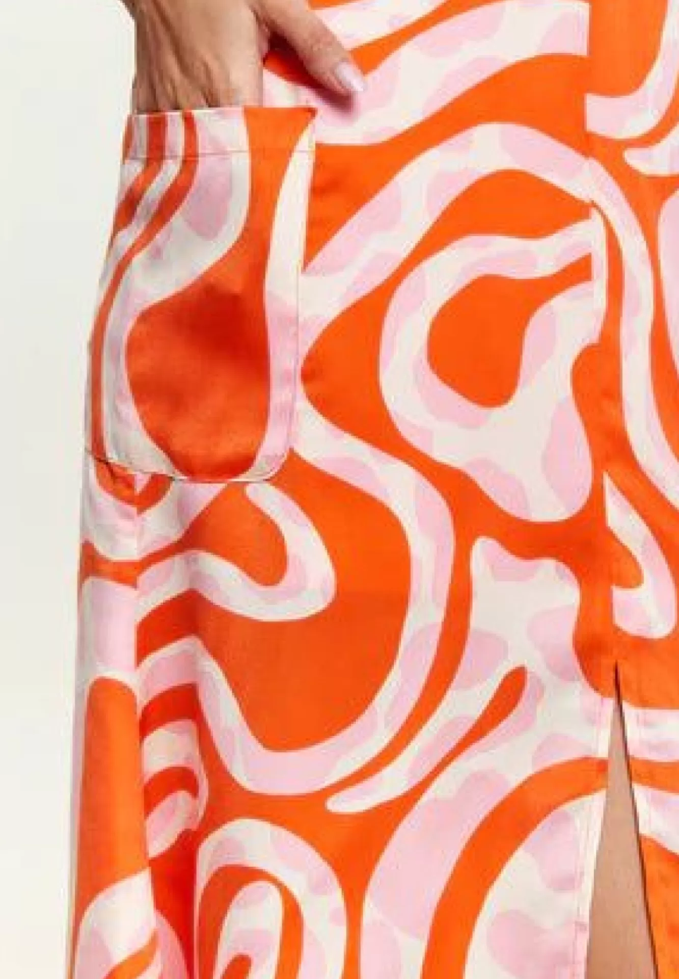 Midi Dresses^Liquorish Pink And Red Abstract Print Midi Dress With Frill Details Multicolor