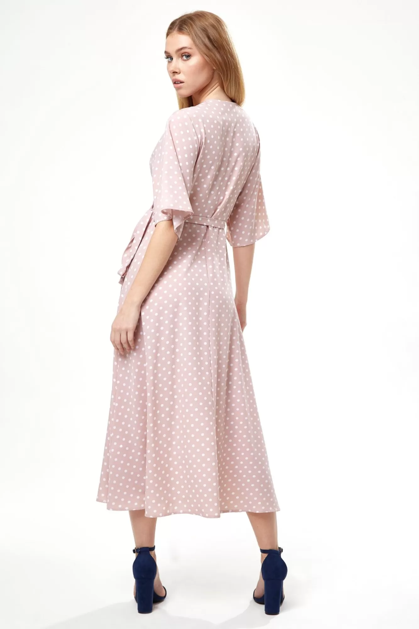 Midi Dresses^Liquorish Polka Dot Midi Wrap Dress In Light Pink Lightpink