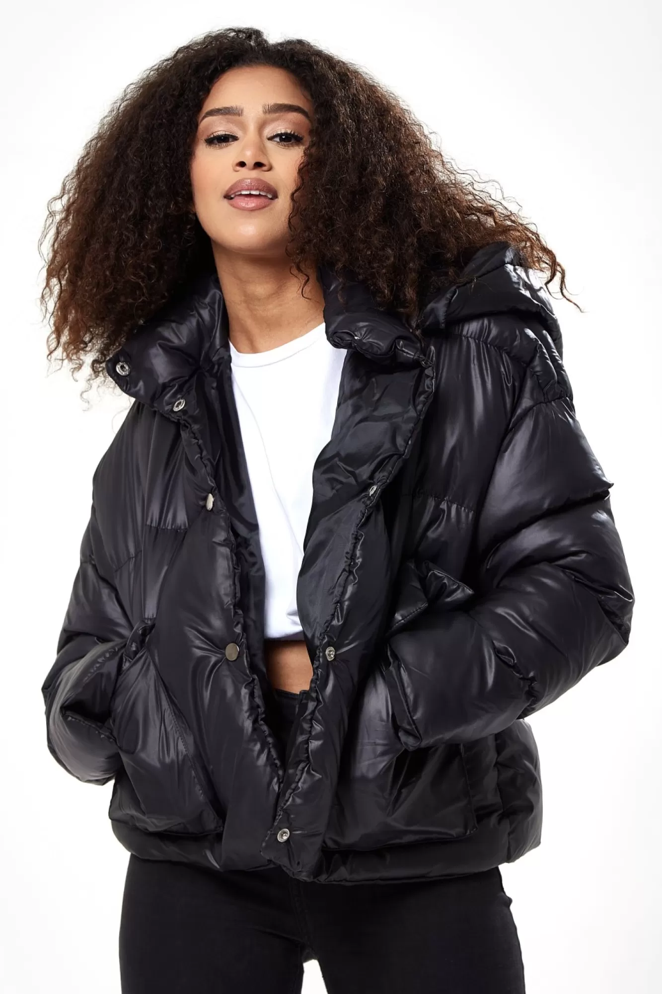 Outerwear^Liquorish Puffer Coat Black