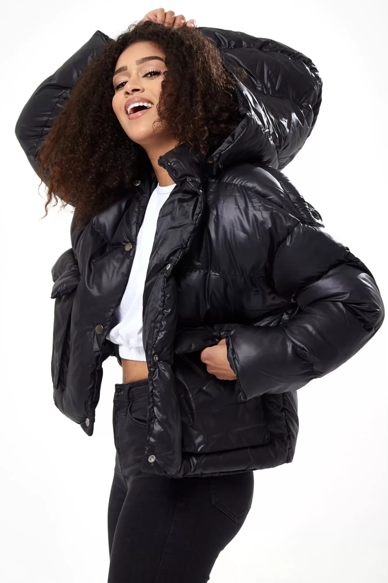 Outerwear^Liquorish Puffer Coat Black