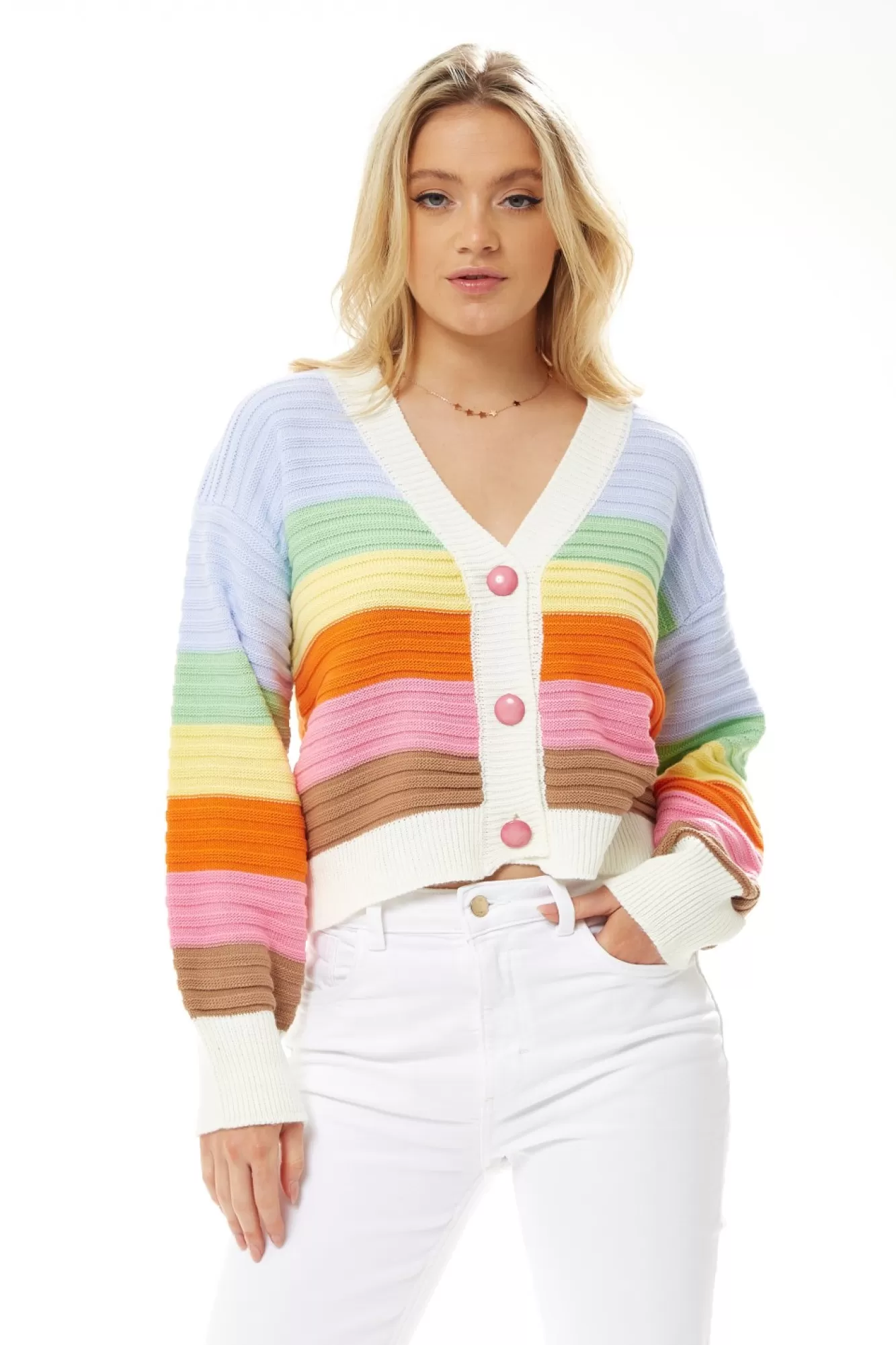Cardigans^Liquorish Rainbow Cardigan Multicolour