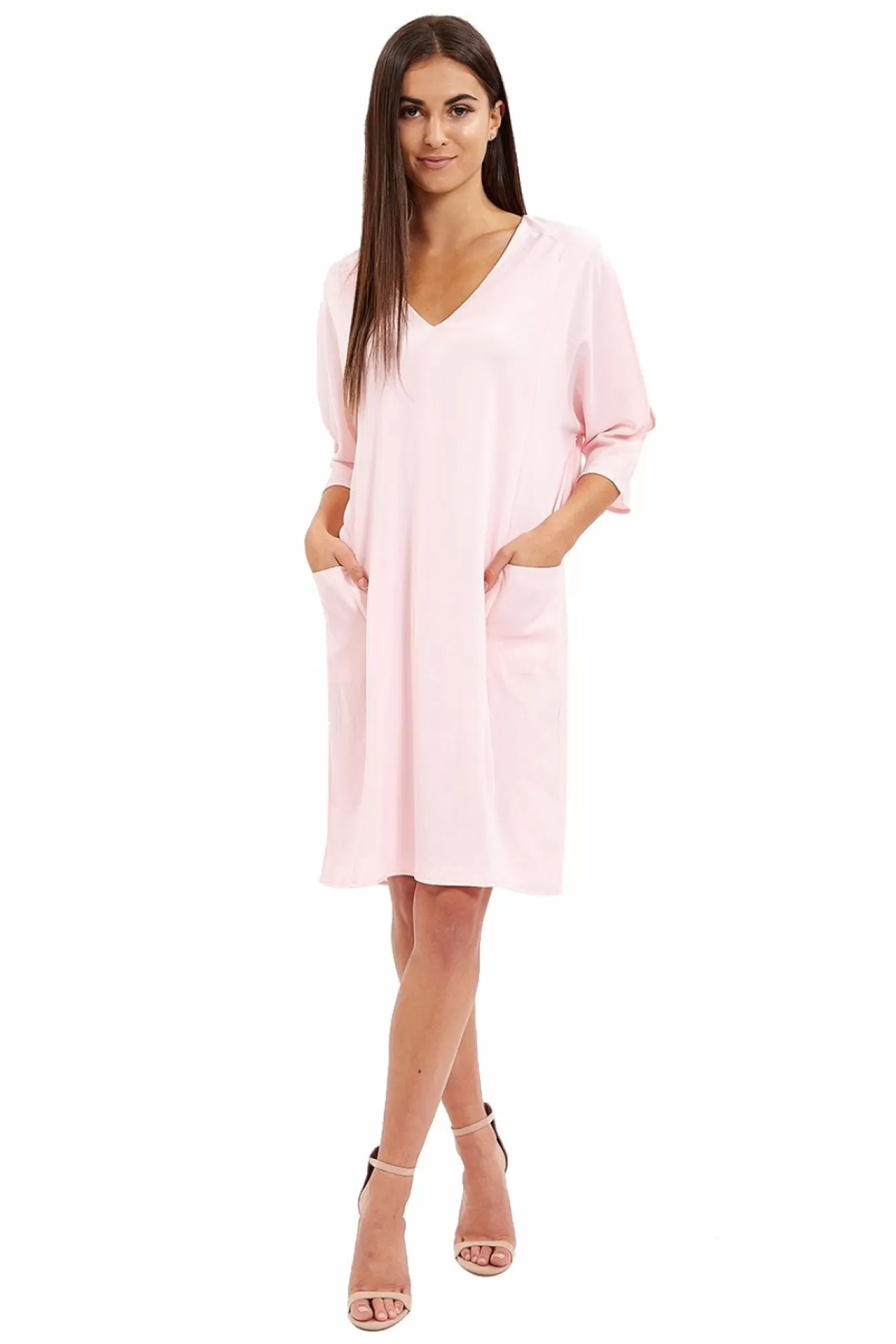 Mini Dresses^Liquorish Relaxed Fit Midi Dress With Pockets Pink