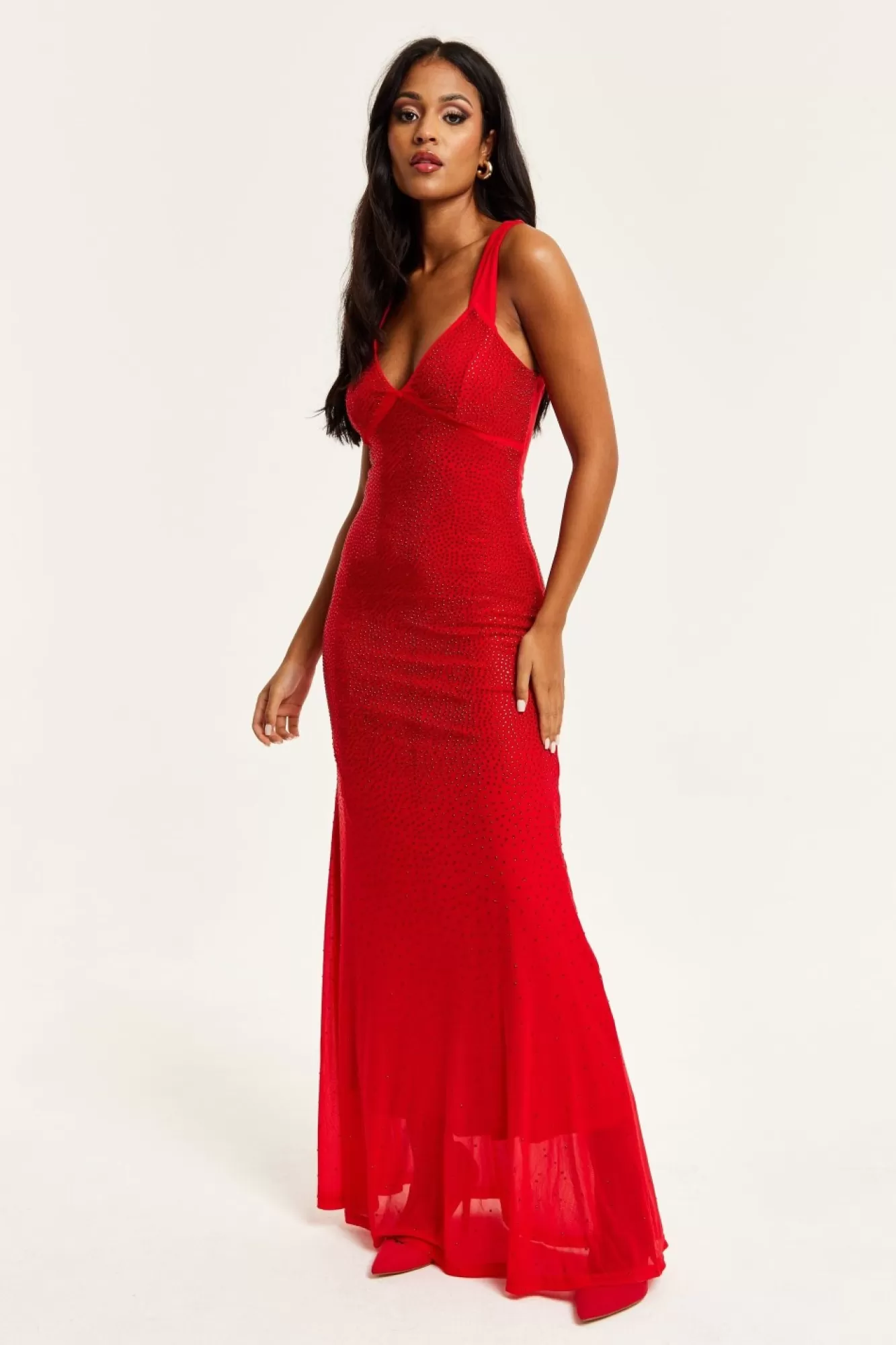 Maxi Dresses^Liquorish Sequin Maxi Dress With Open Back Detail Red