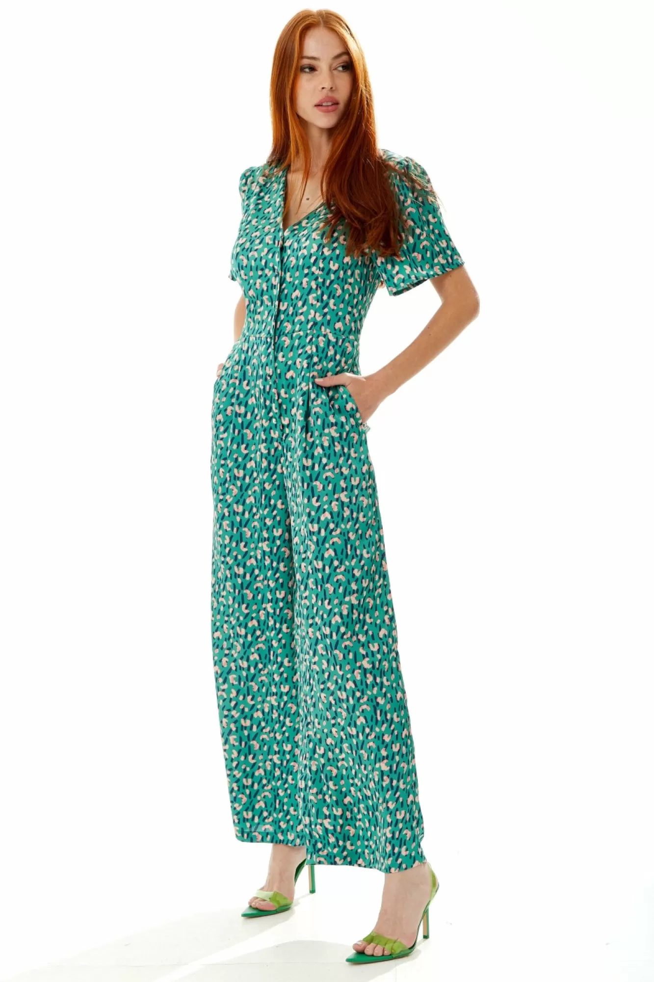 Jumpsuits^Liquorish Stroke Print Jumpsuit In Green