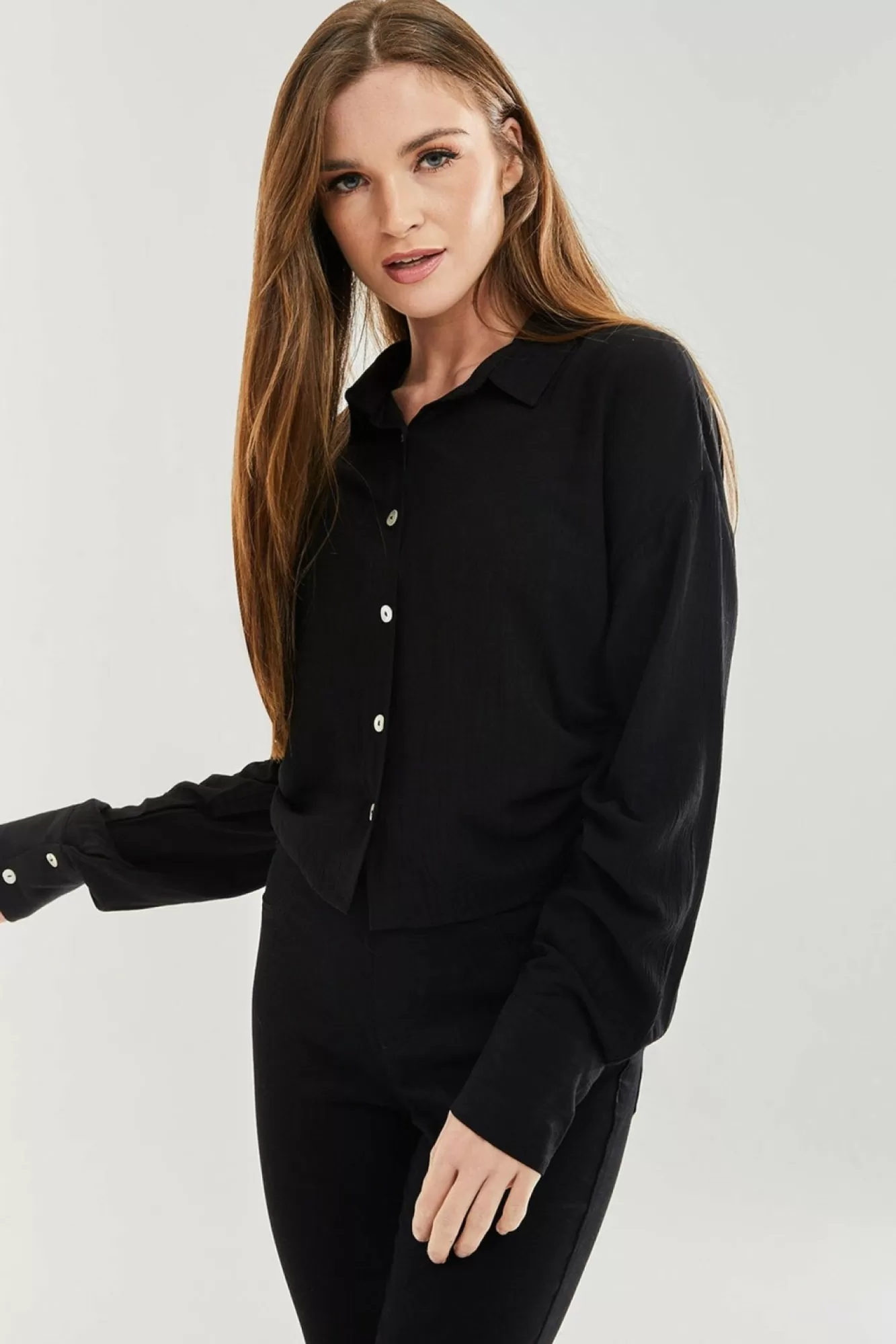 Blouses^Liquorish Tie Side Blouse Black