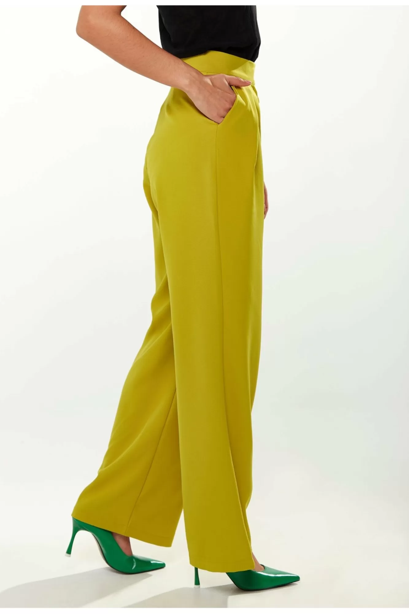 Trousers^Liquorish Tie Waist Wide Leg Trousers In Pistachio