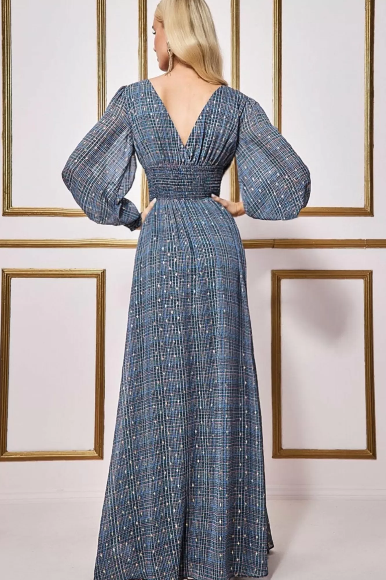 Maxi Dresses^* Long Sleeve Maxi Shirred Waistband - Check Print Checkprint