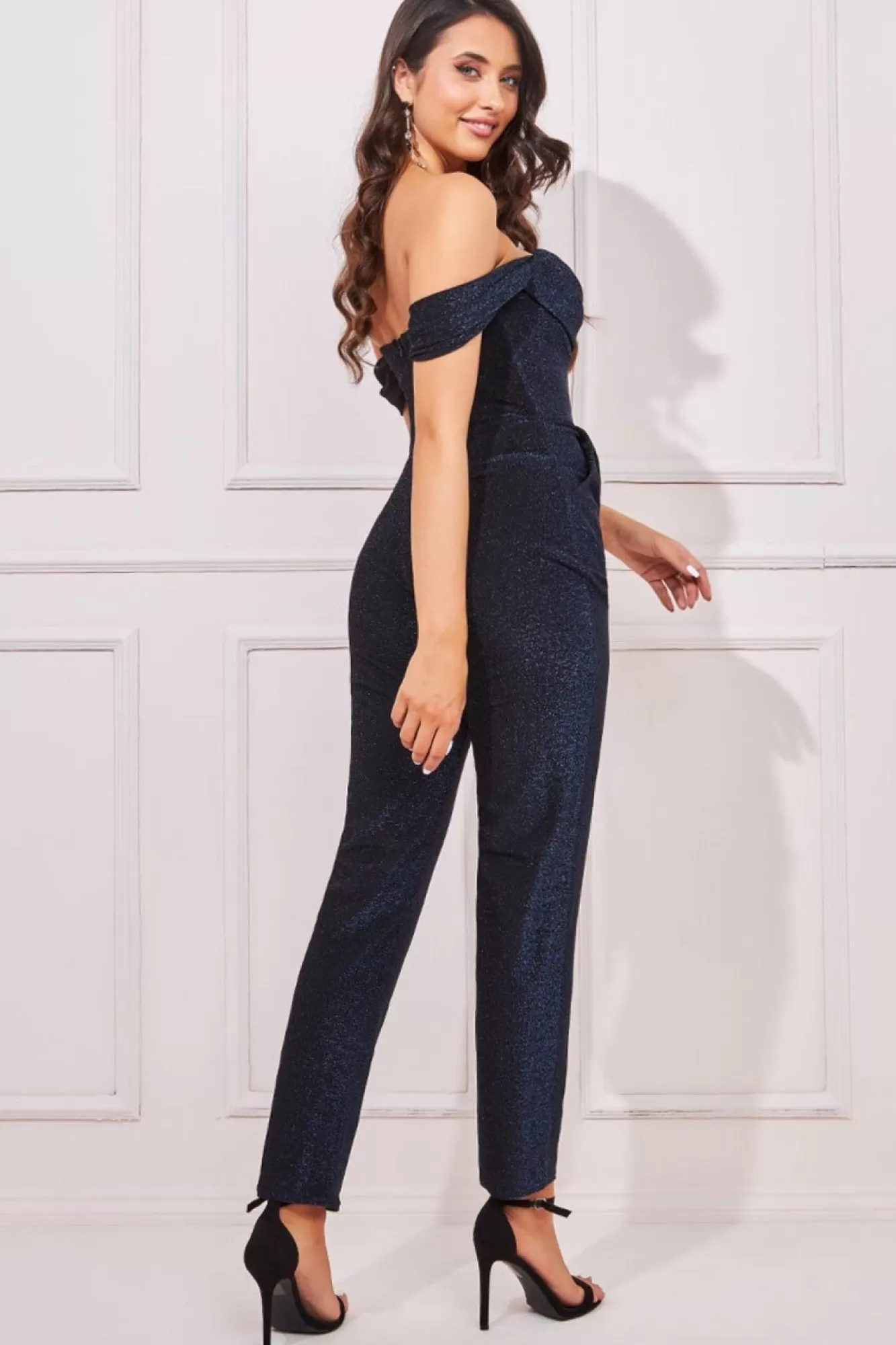 Jumpsuits^* Lurex Cowl Neck Jumpsuit Navy