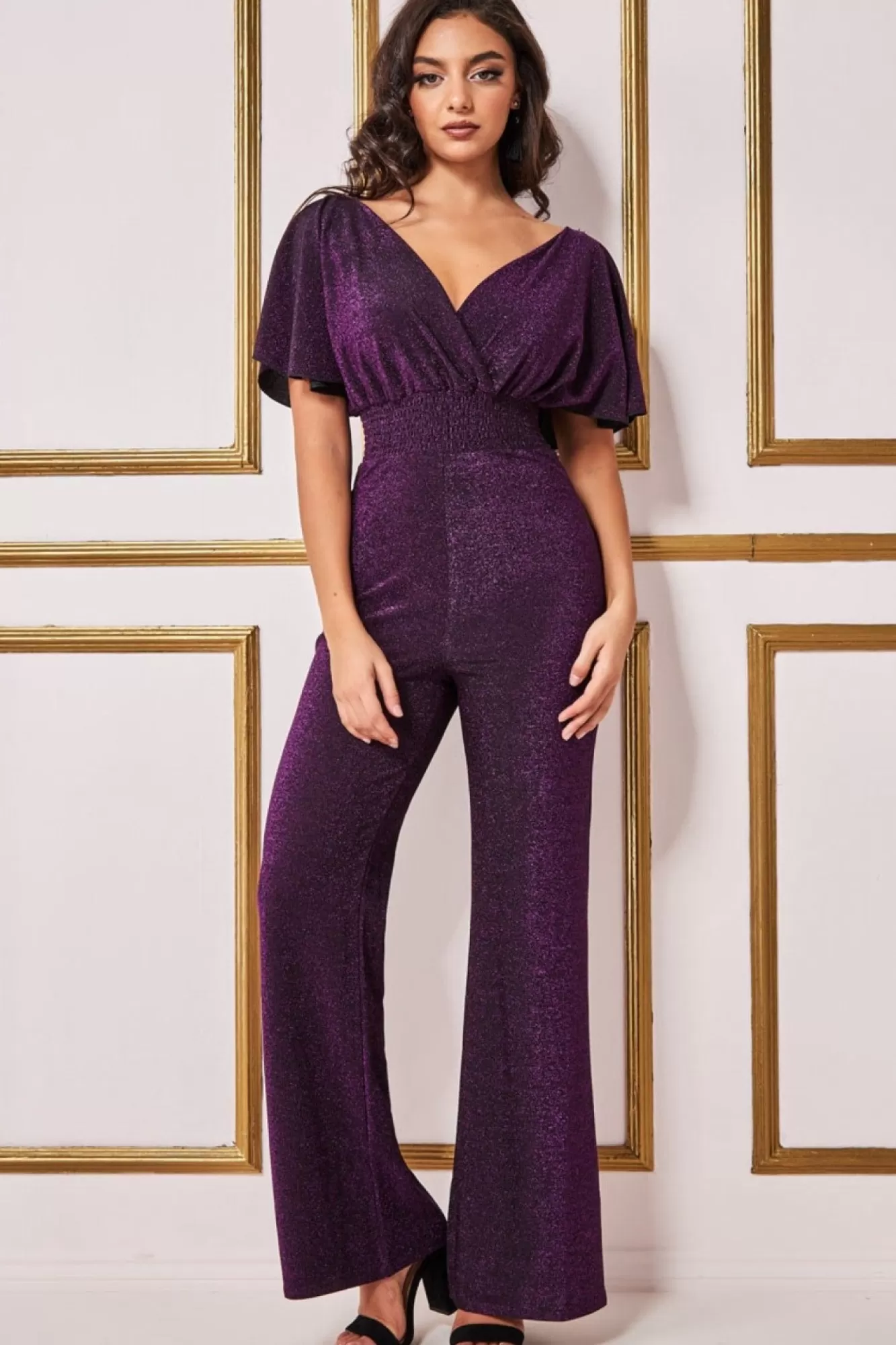 Jumpsuits^* Lurex Wrap Style Jumpsuit Magenta