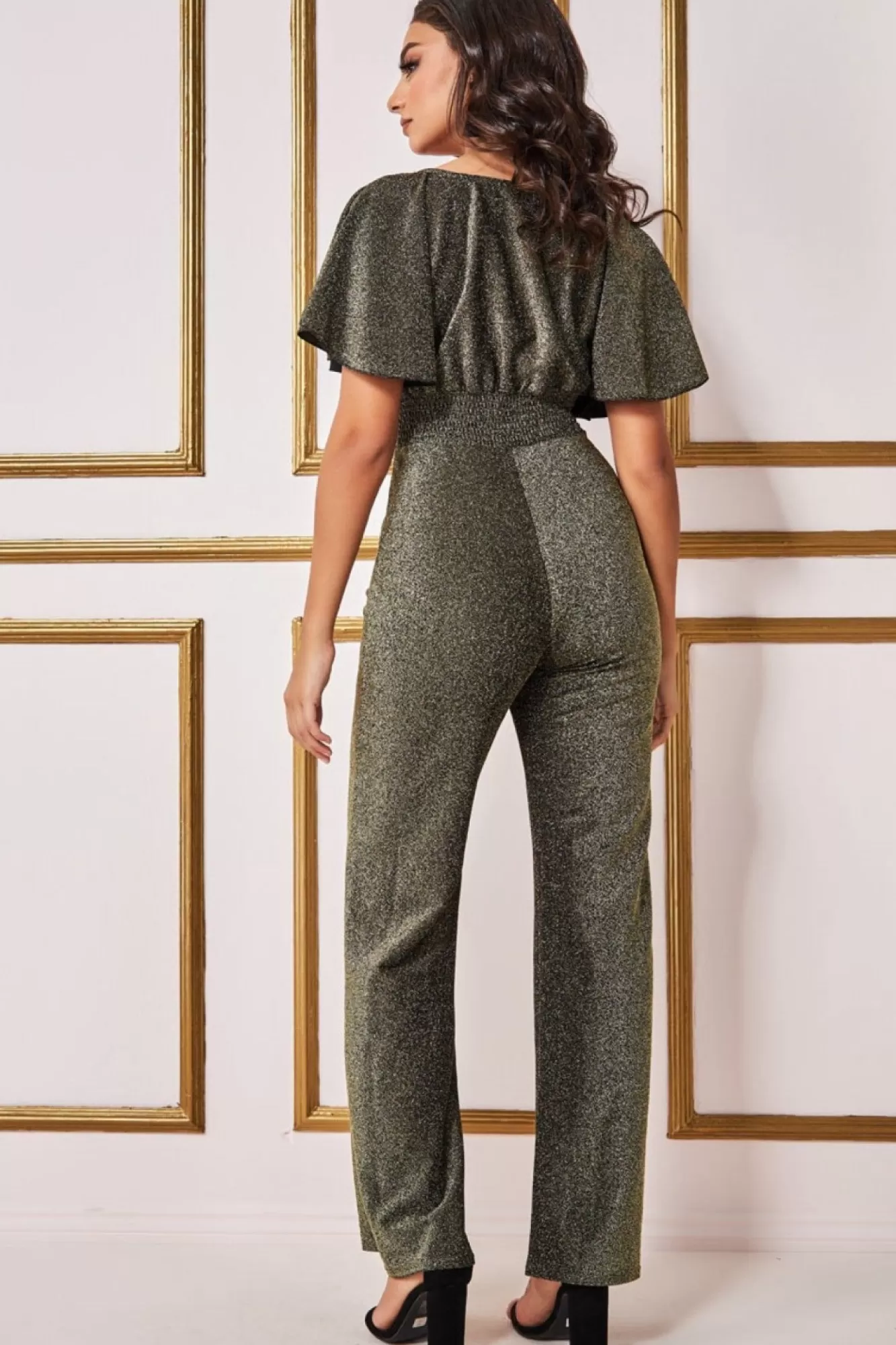 Jumpsuits^* Lurex Wrap Style Jumpsuit Gold