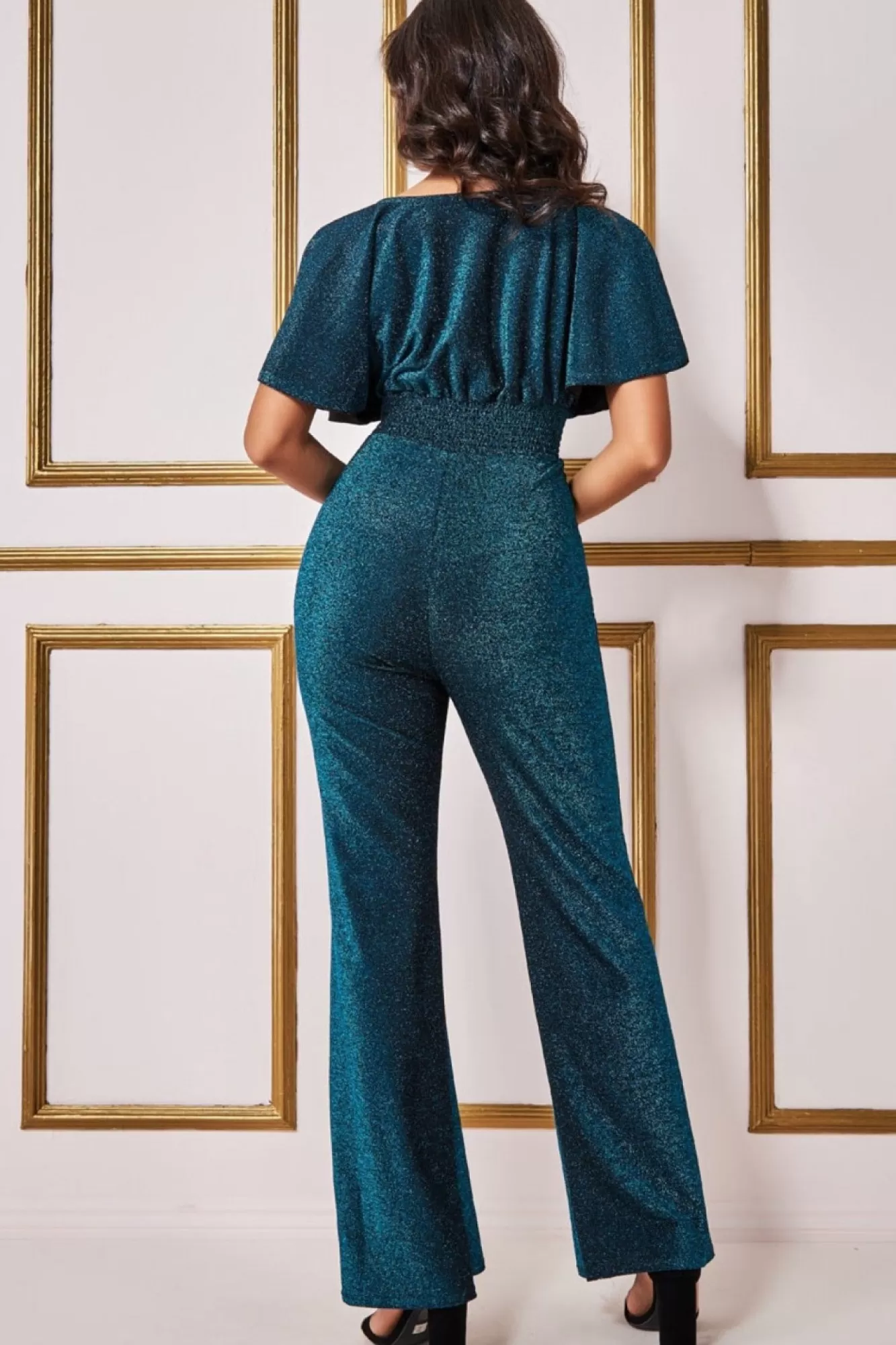 Jumpsuits^* Lurex Wrap Style Jumpsuit Blue