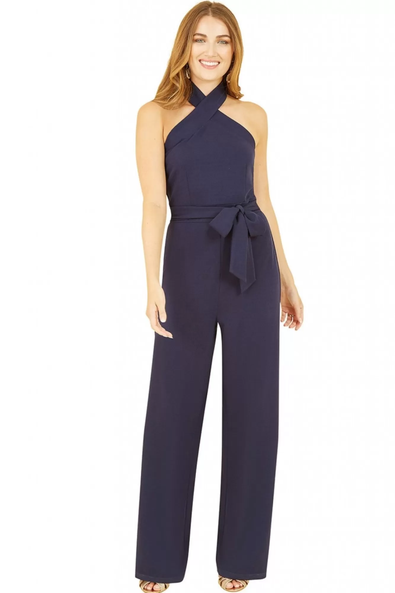 Jumpsuits^Mela London Cross Over Halter Neck Jumpsuit Navy