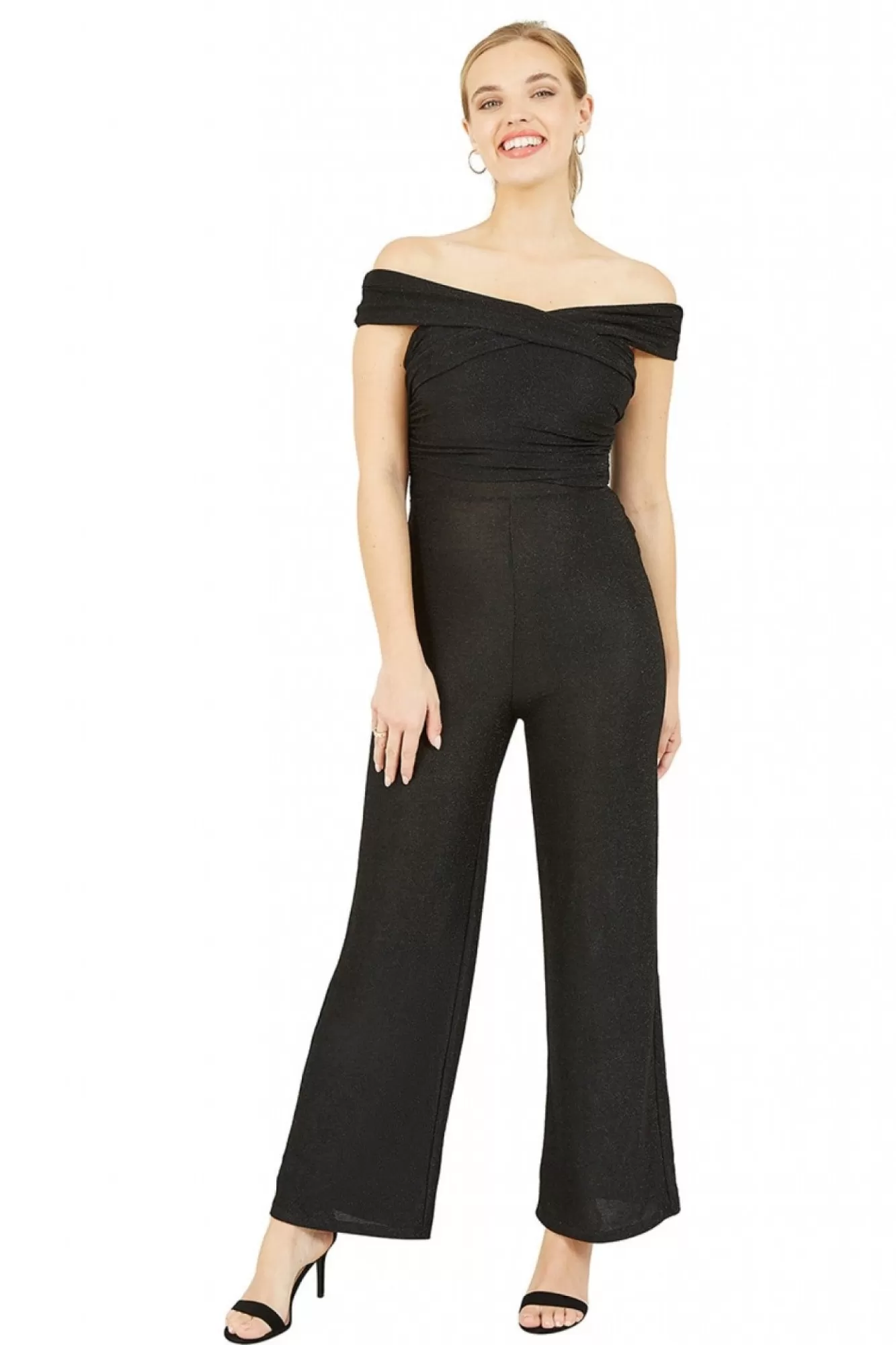Jumpsuits^Mela London Crossover Bardot Jumpsuit Black