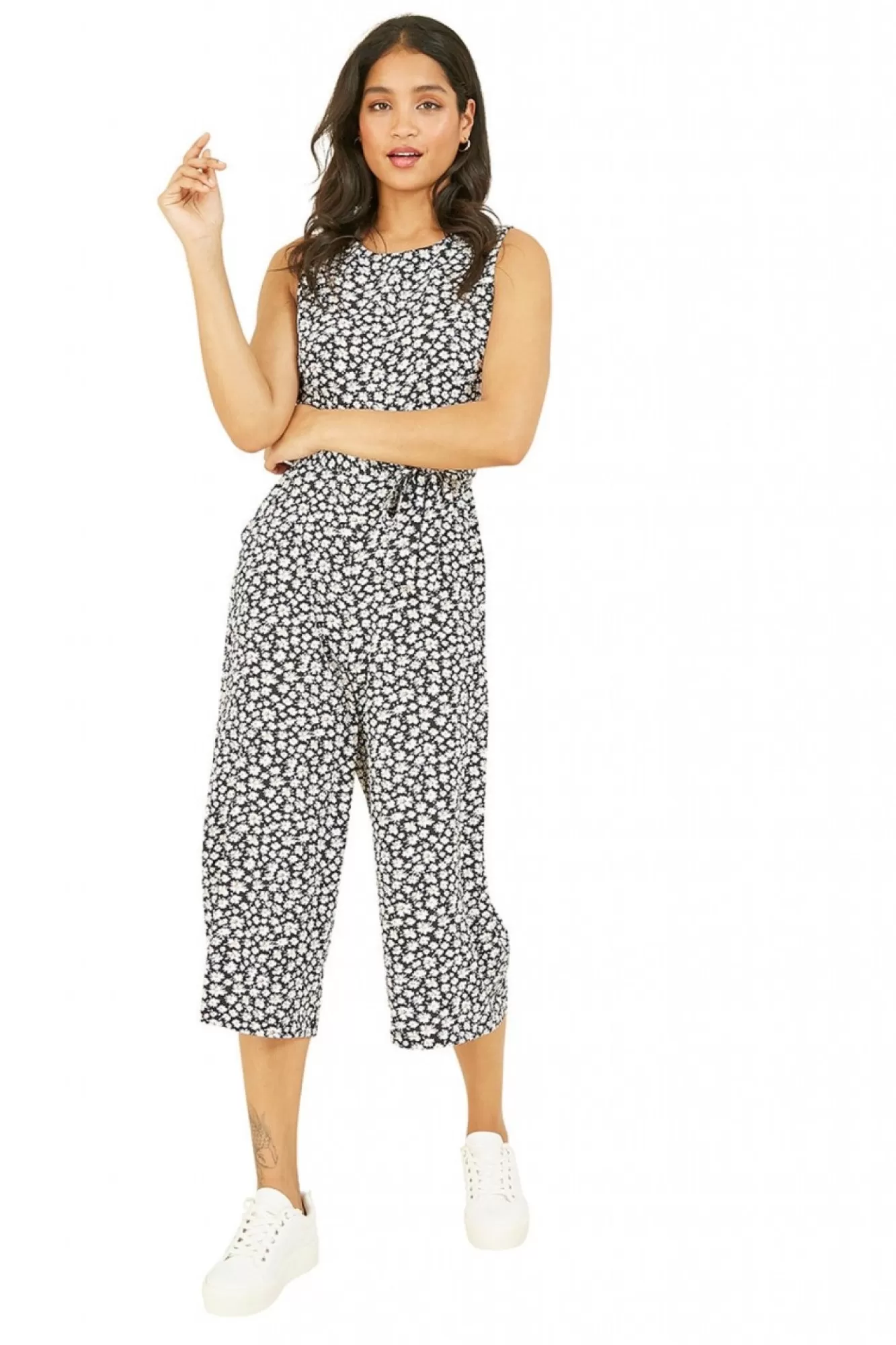 Jumpsuits^Mela London Ditsy Daisy Culotte Jumpsuit Black