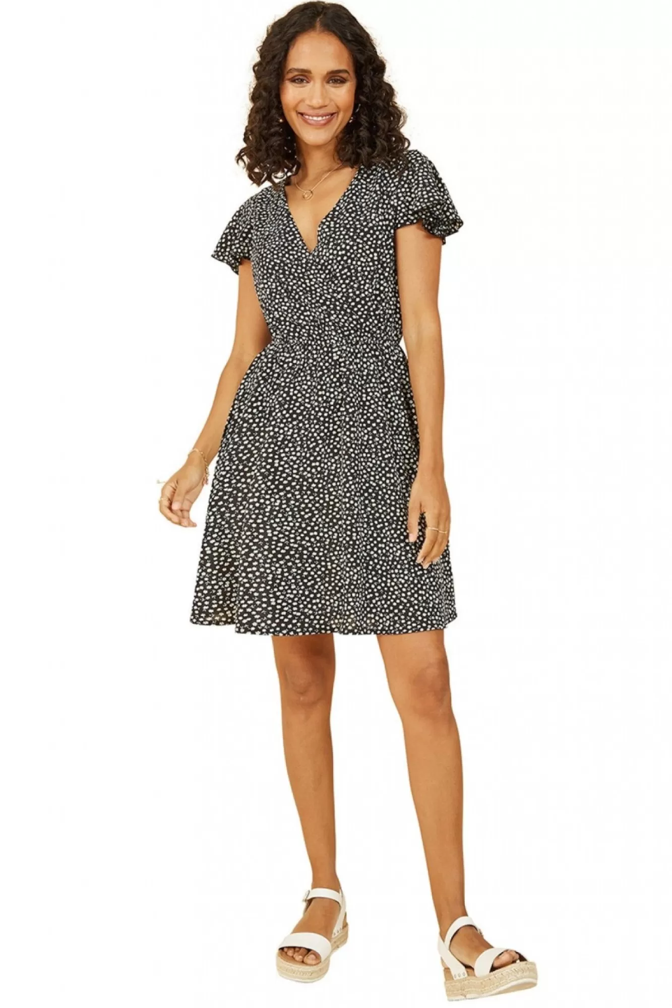 Mini Dresses^Mela London Ditsy Daisy Print Skater Dress Black