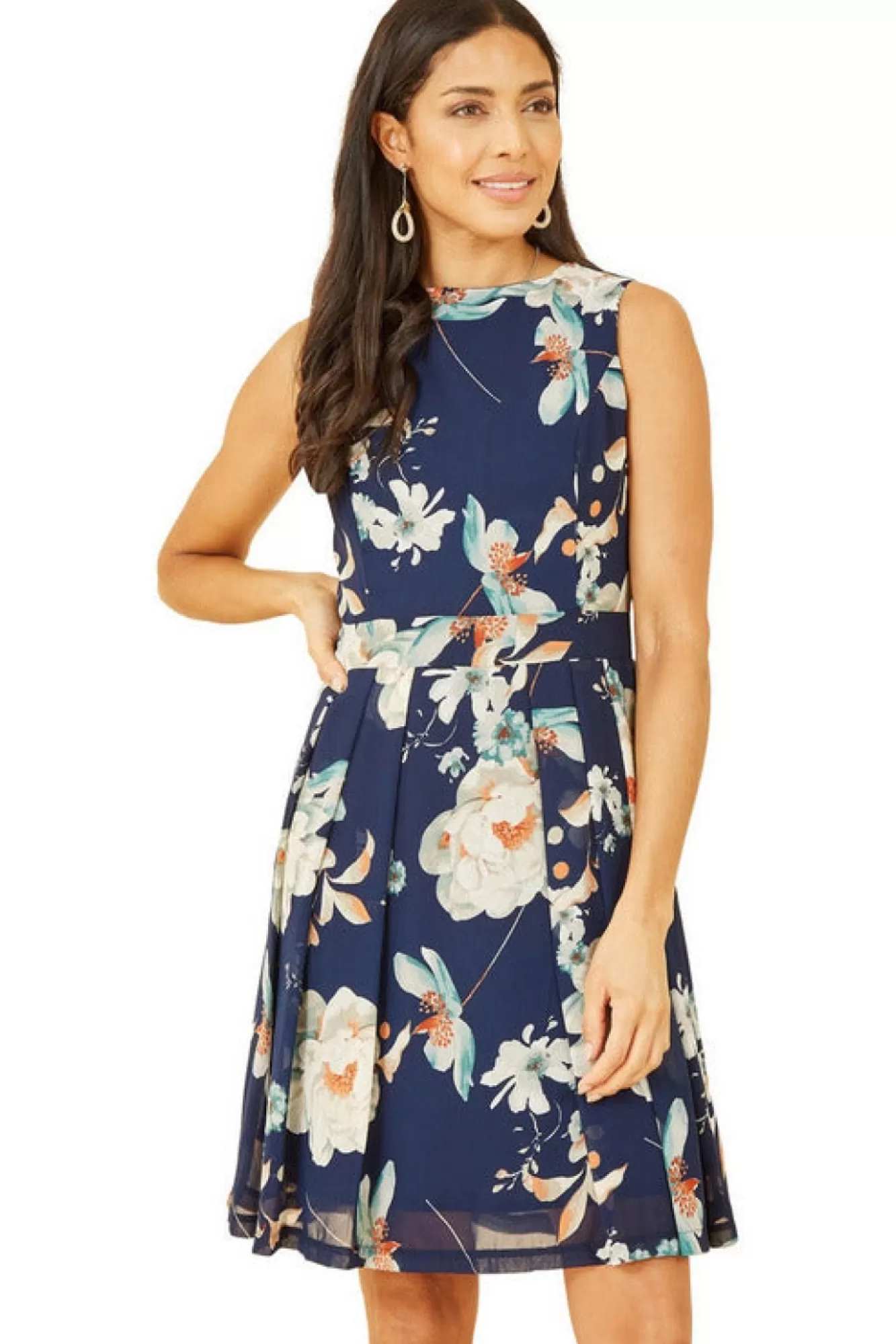 Mini Dresses^Mela London Floral Skater Dress Navy