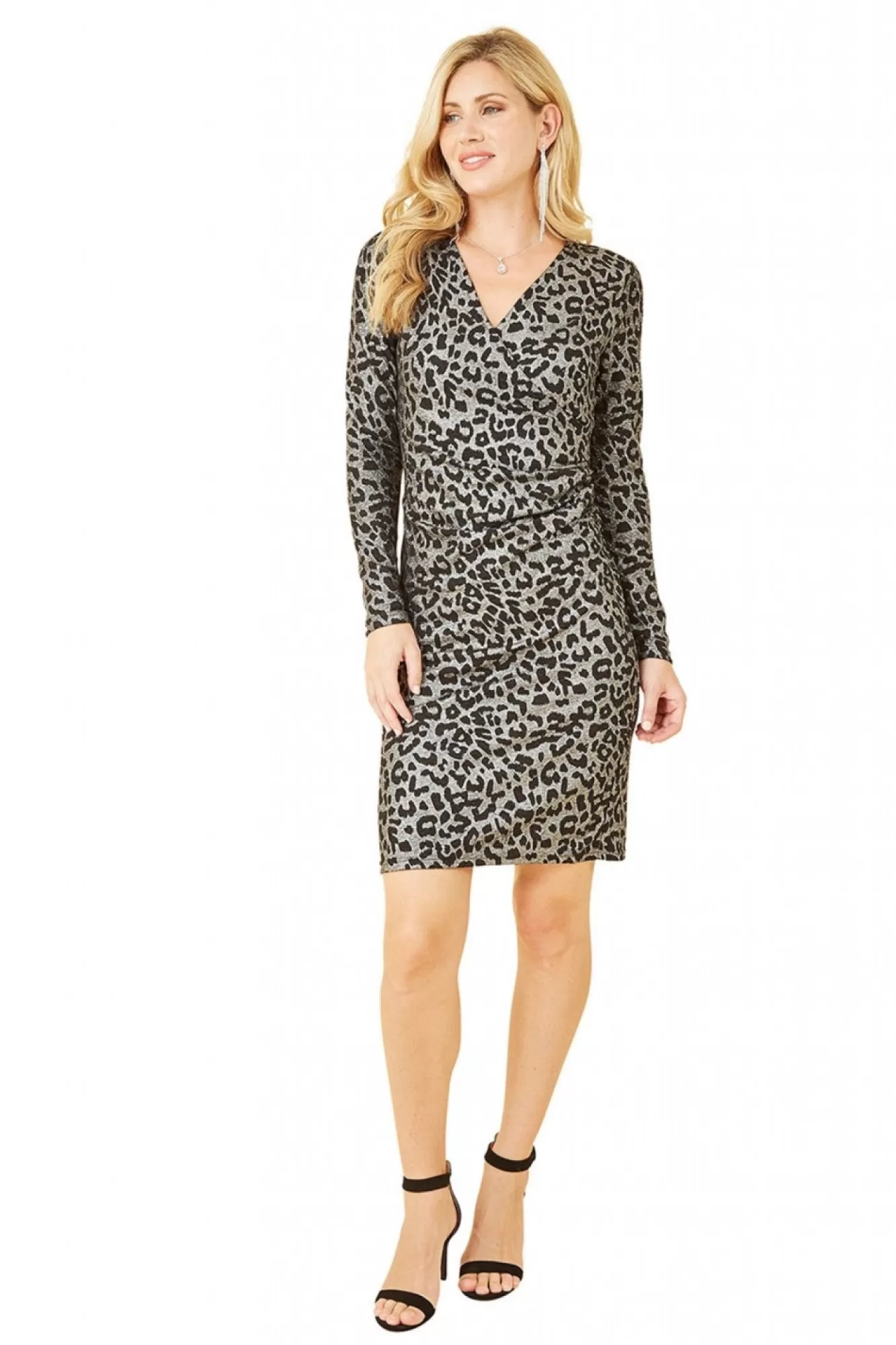 Midi Dresses^Mela London Leopard Print Bodycon Midi Dress Silver