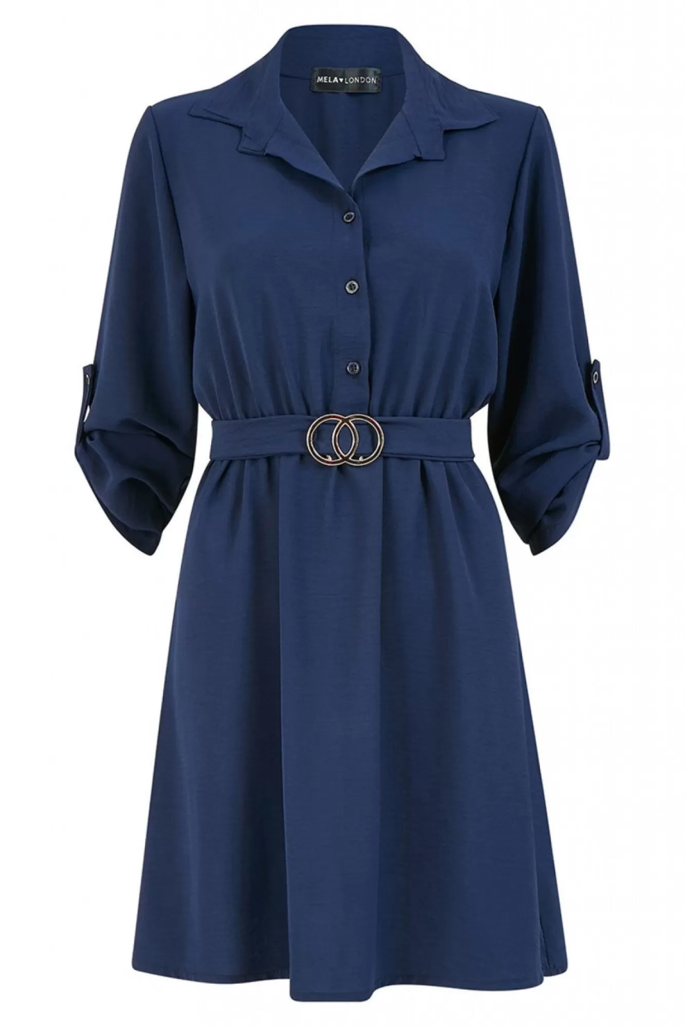 Mini Dresses^Mela London Navy Belted Shirt Dress Blue