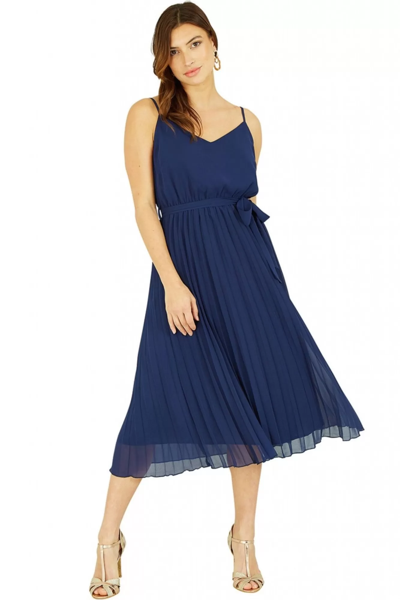 Midi Dresses^Mela London Navy Pleated Strappy Midi Dress Blue