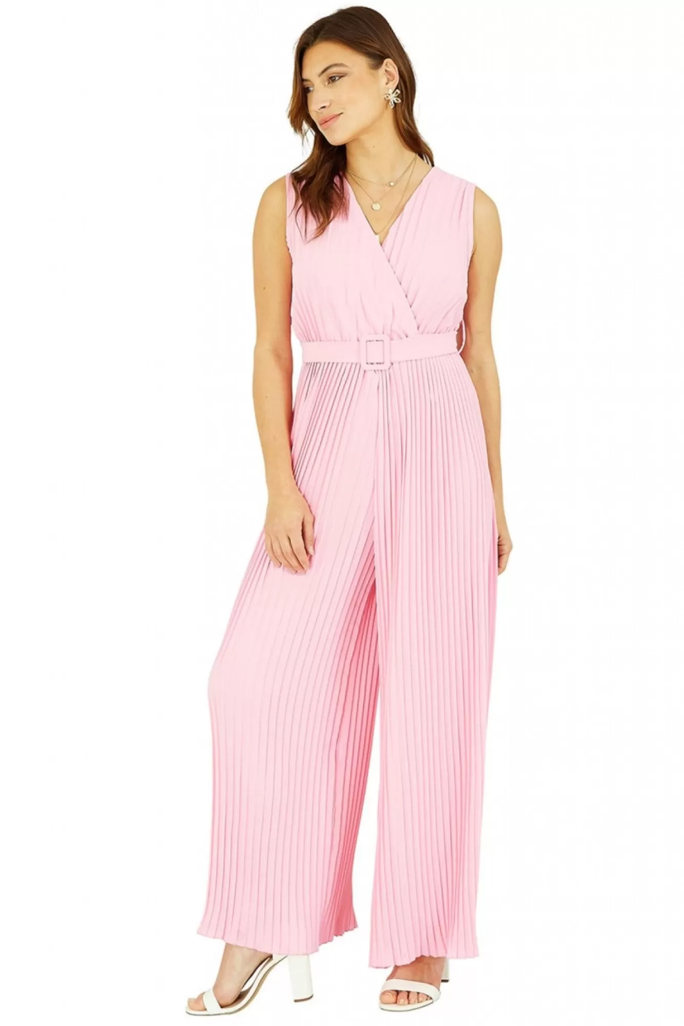 Jumpsuits^Mela London Pleated Jumpsuit With Belt Pink
