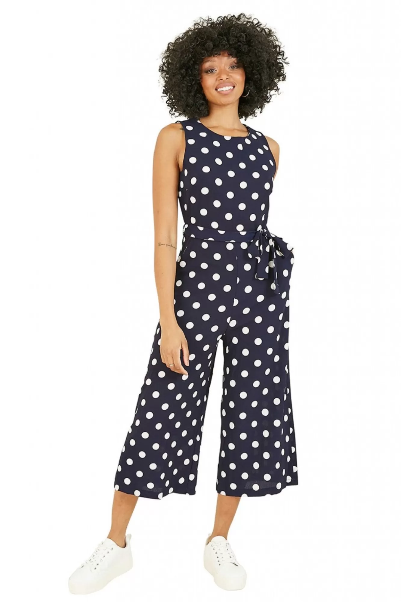 Jumpsuits^Mela London Polka Dot Culotte Jumpsuit Navy