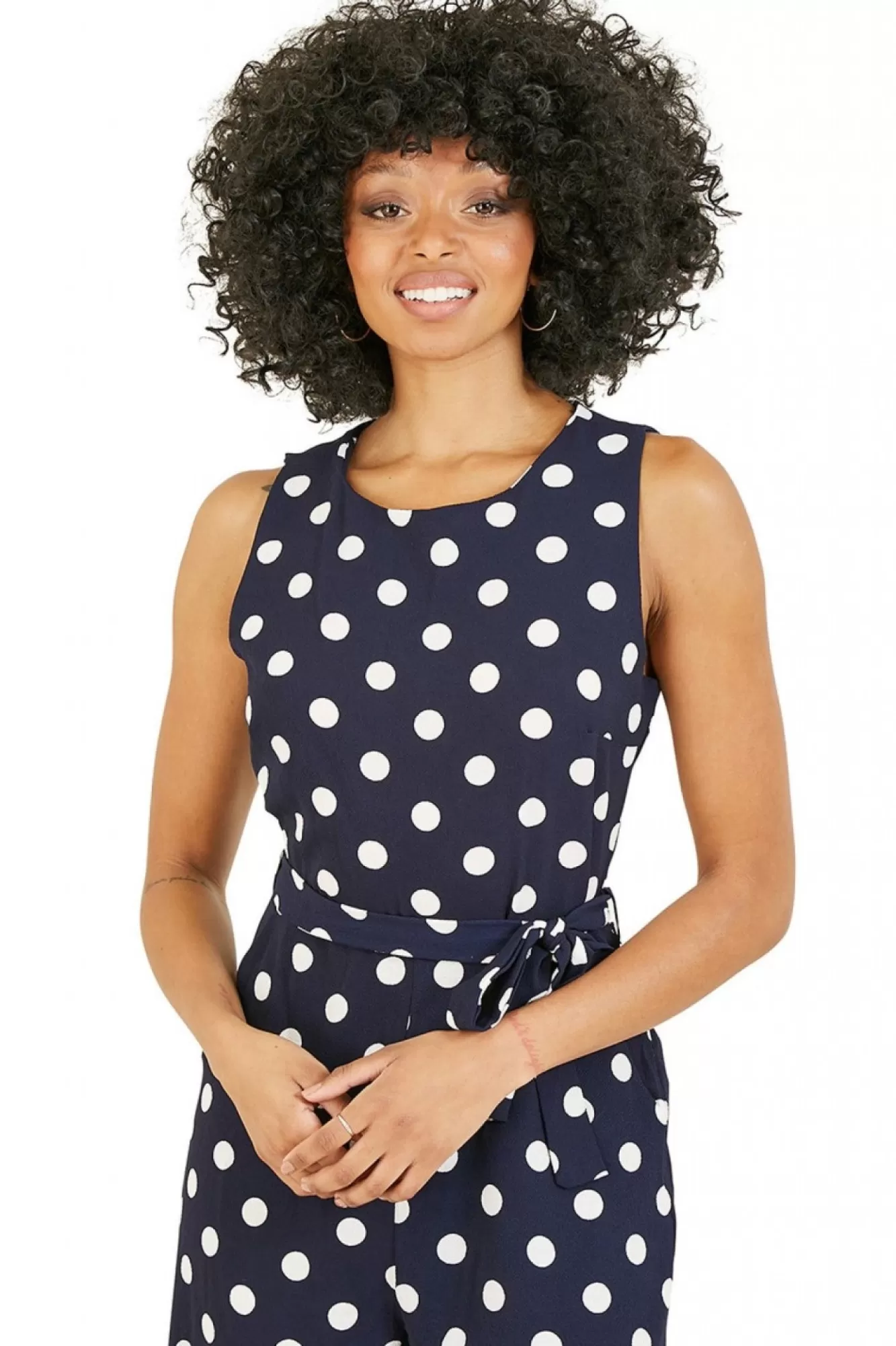 Jumpsuits^Mela London Polka Dot Culotte Jumpsuit Navy